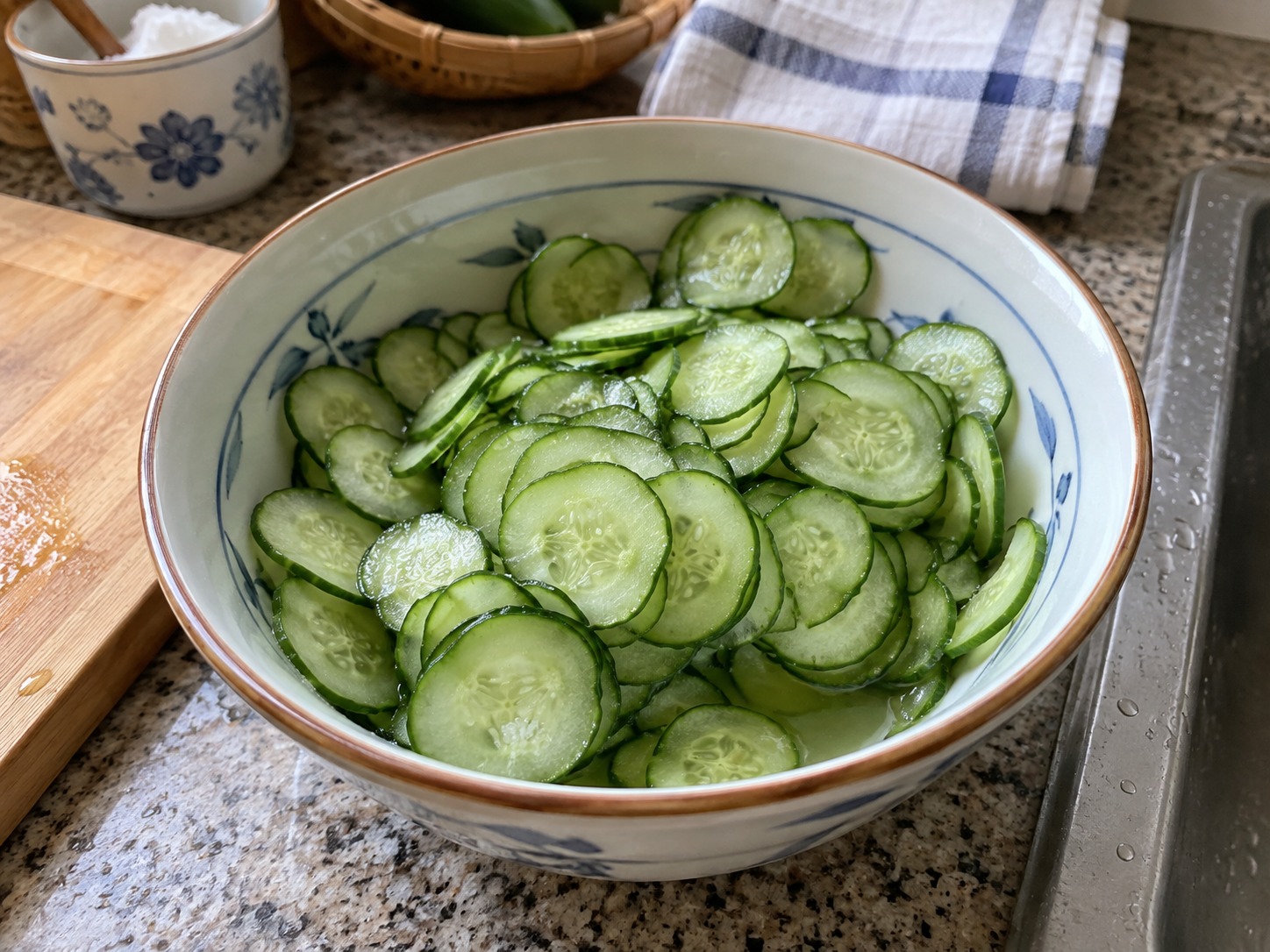 日式青瓜裙帶菜醋拌 — 靜置出水