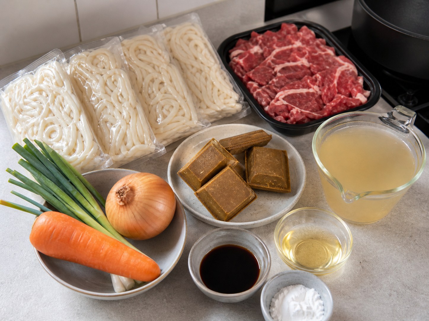 日式咖喱牛肉烏冬主要材料總覽