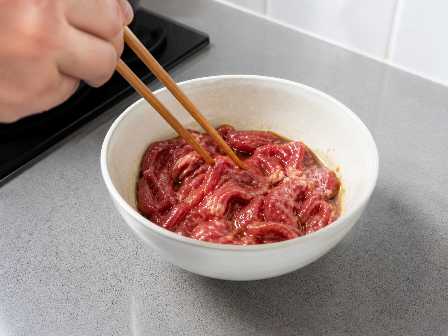 日式咖喱牛肉烏冬:醃牛肉
