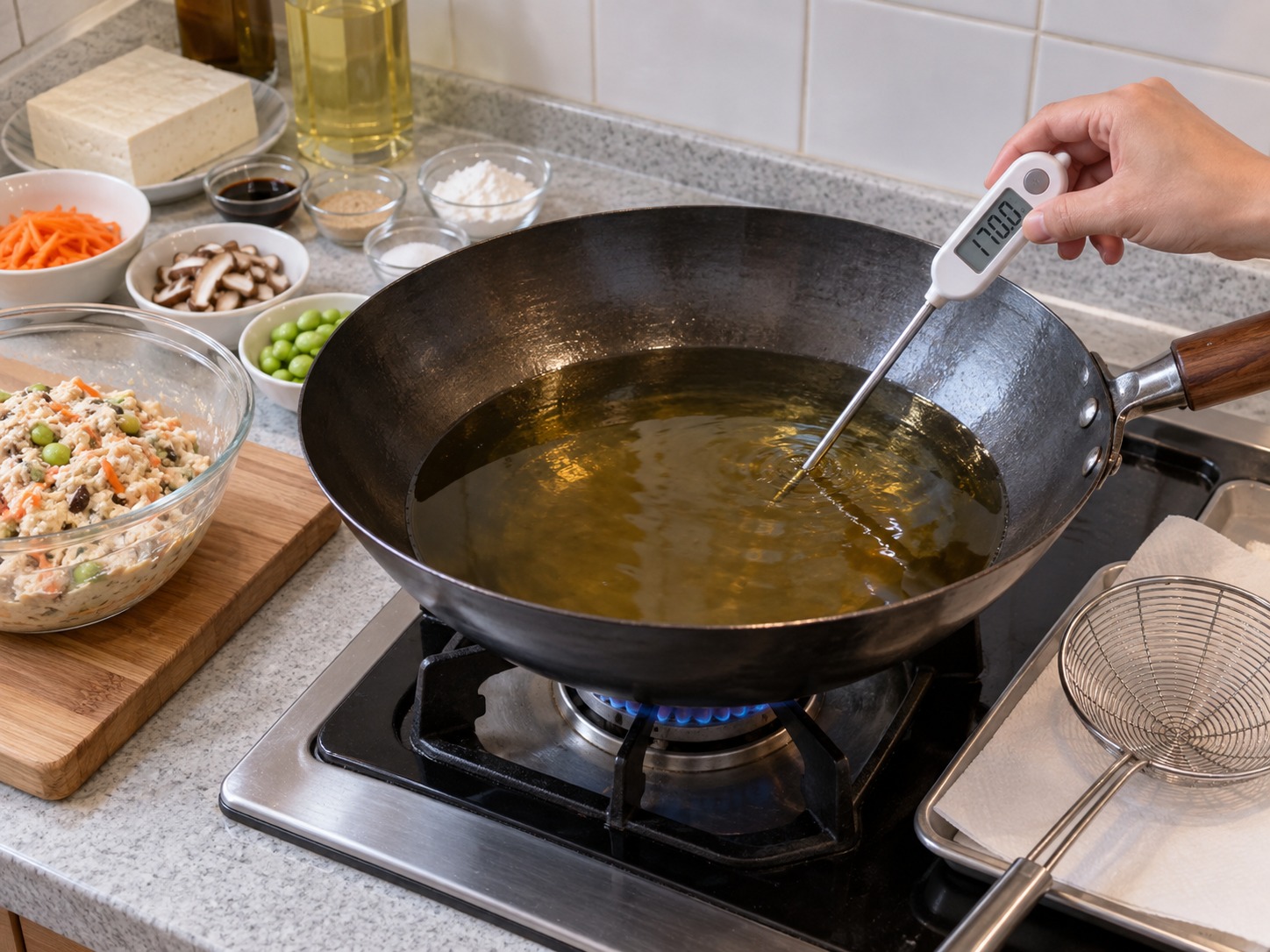 Japanese na Pritong Tokwa at Gulay — Painitin ang mantika sa 170°C