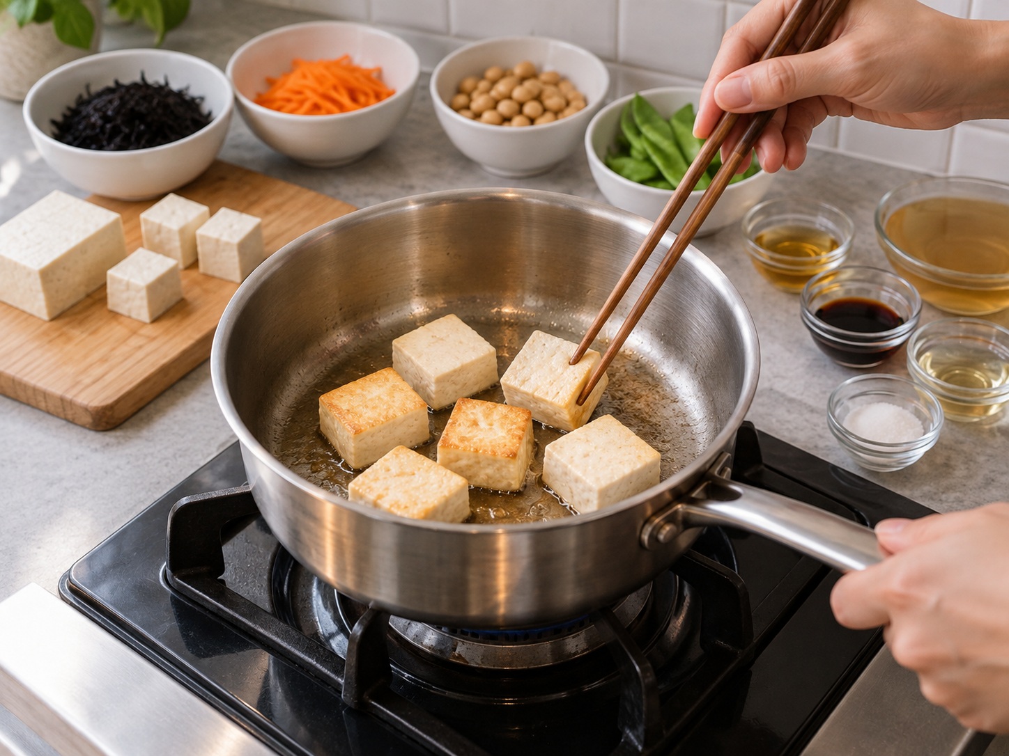 日式羊栖菜煮物 — 煎香豆腐