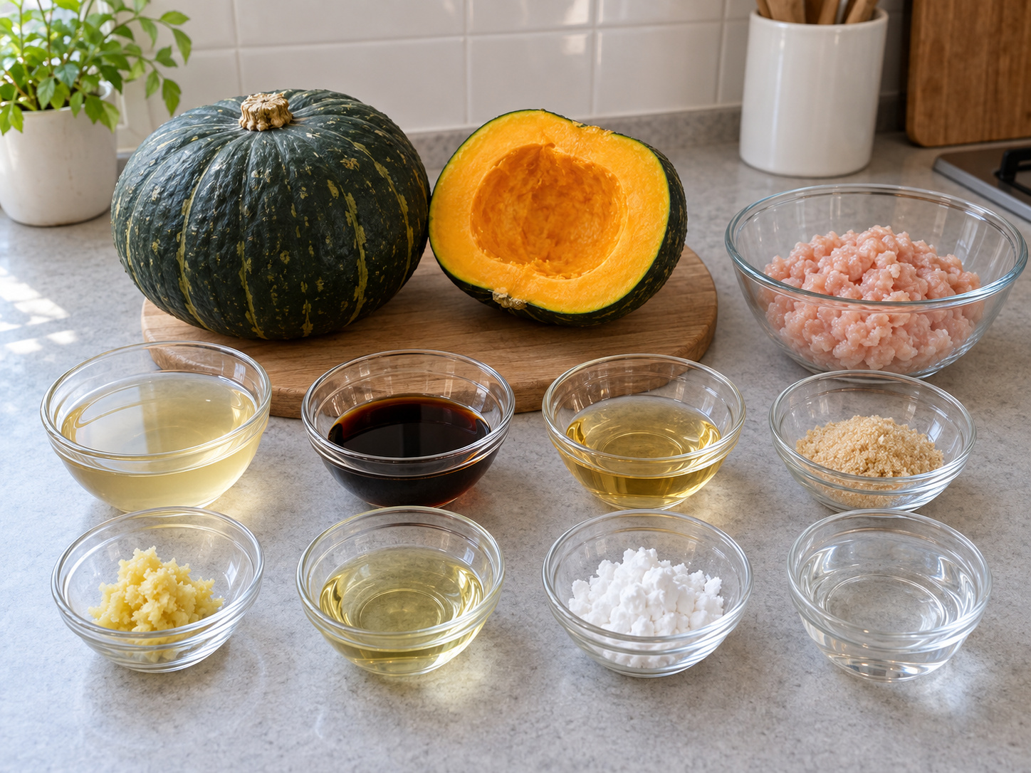 Kabocha Soboro-ni Jepang — bahan