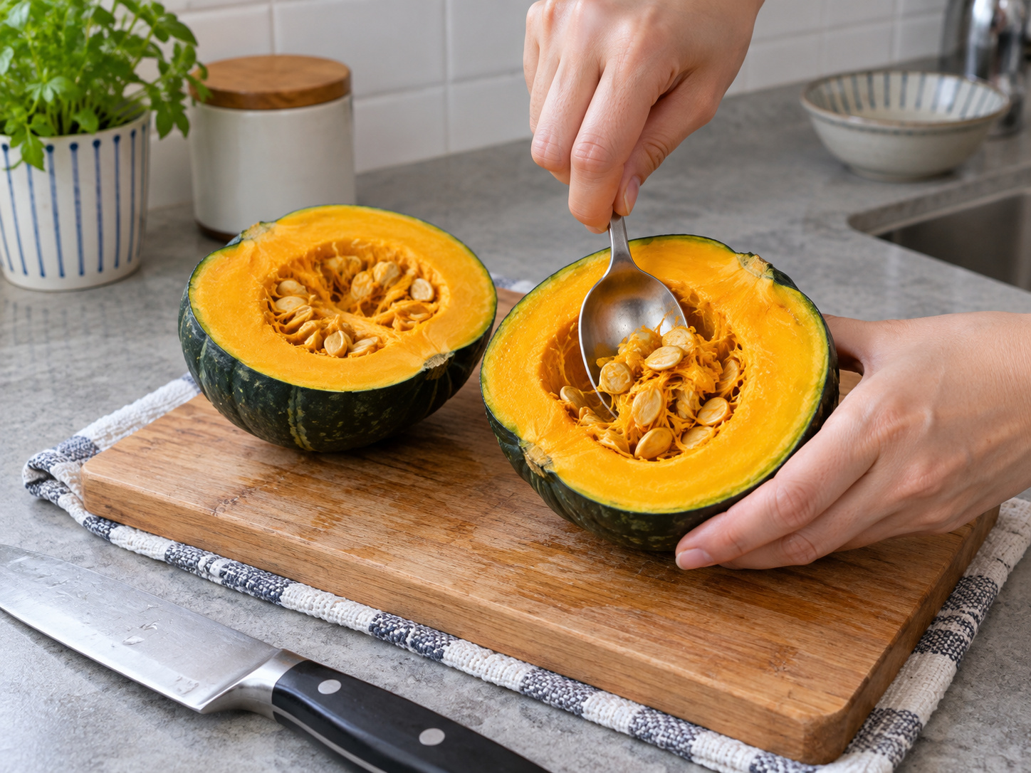 Kabocha Soboro-ni Jepang — Belah dengan aman
