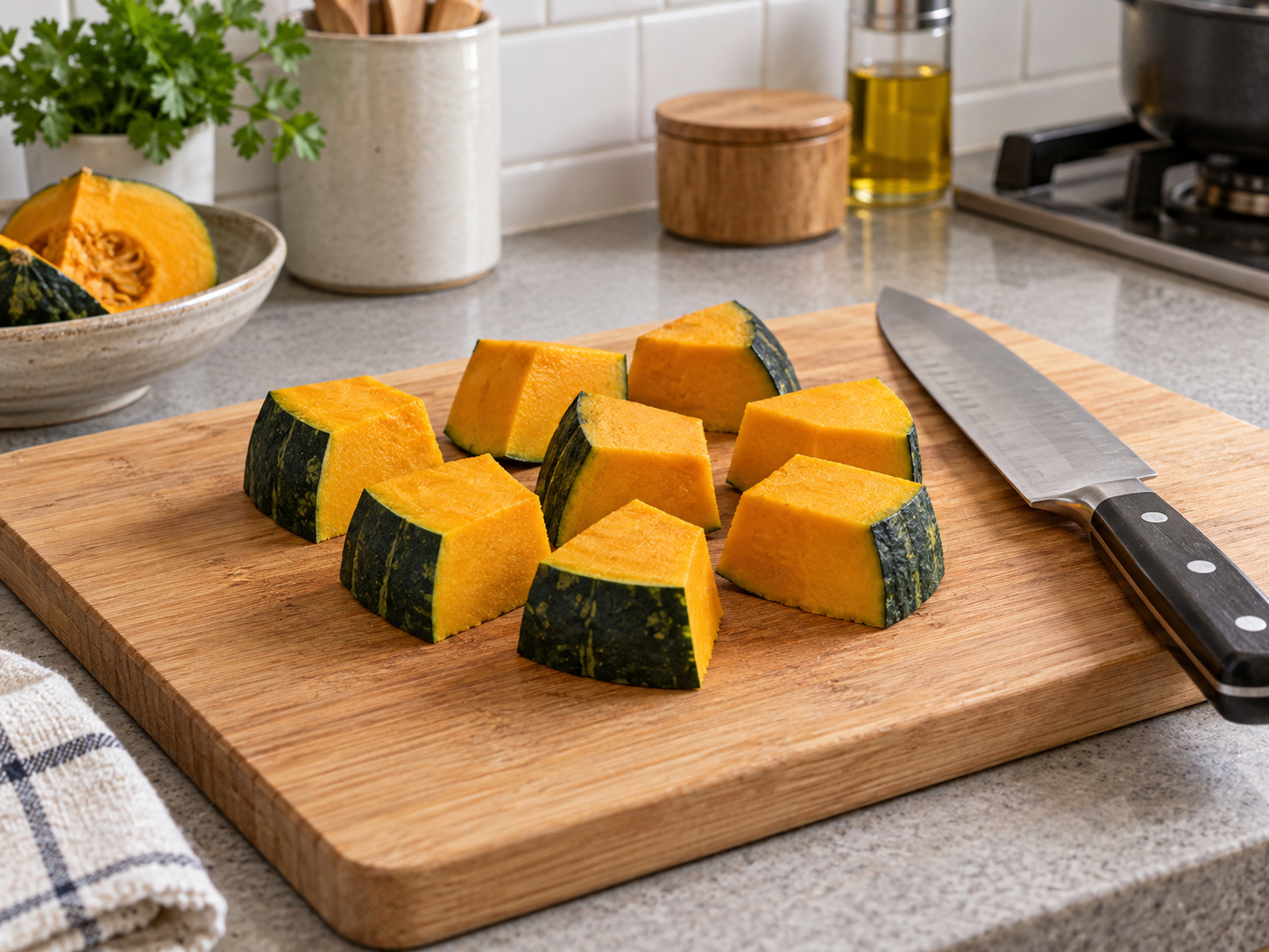 Kabocha Soboro-ni Jepang — Potong sama besar