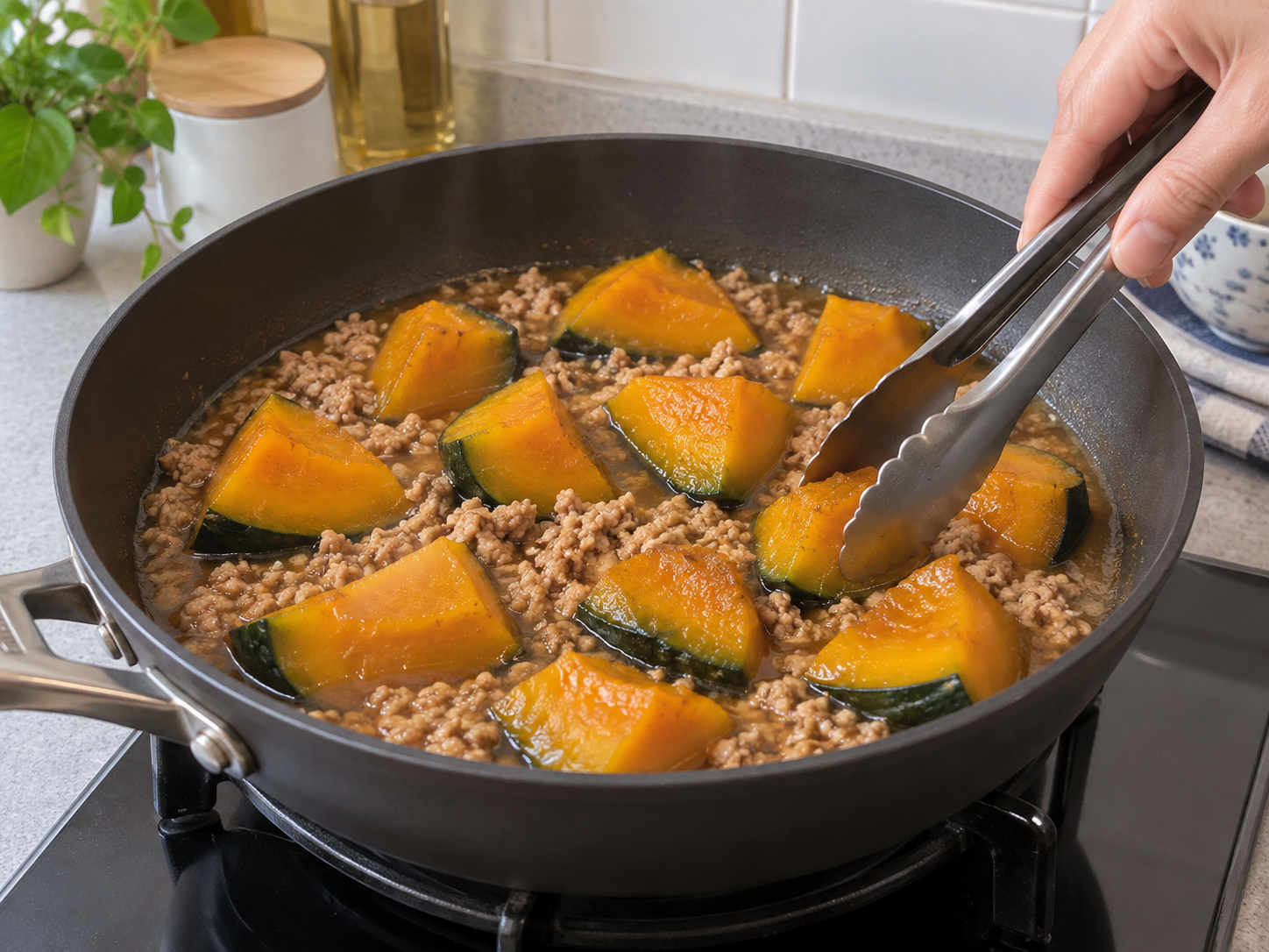 Kabocha Soboro-ni Jepang — Susun kabocha