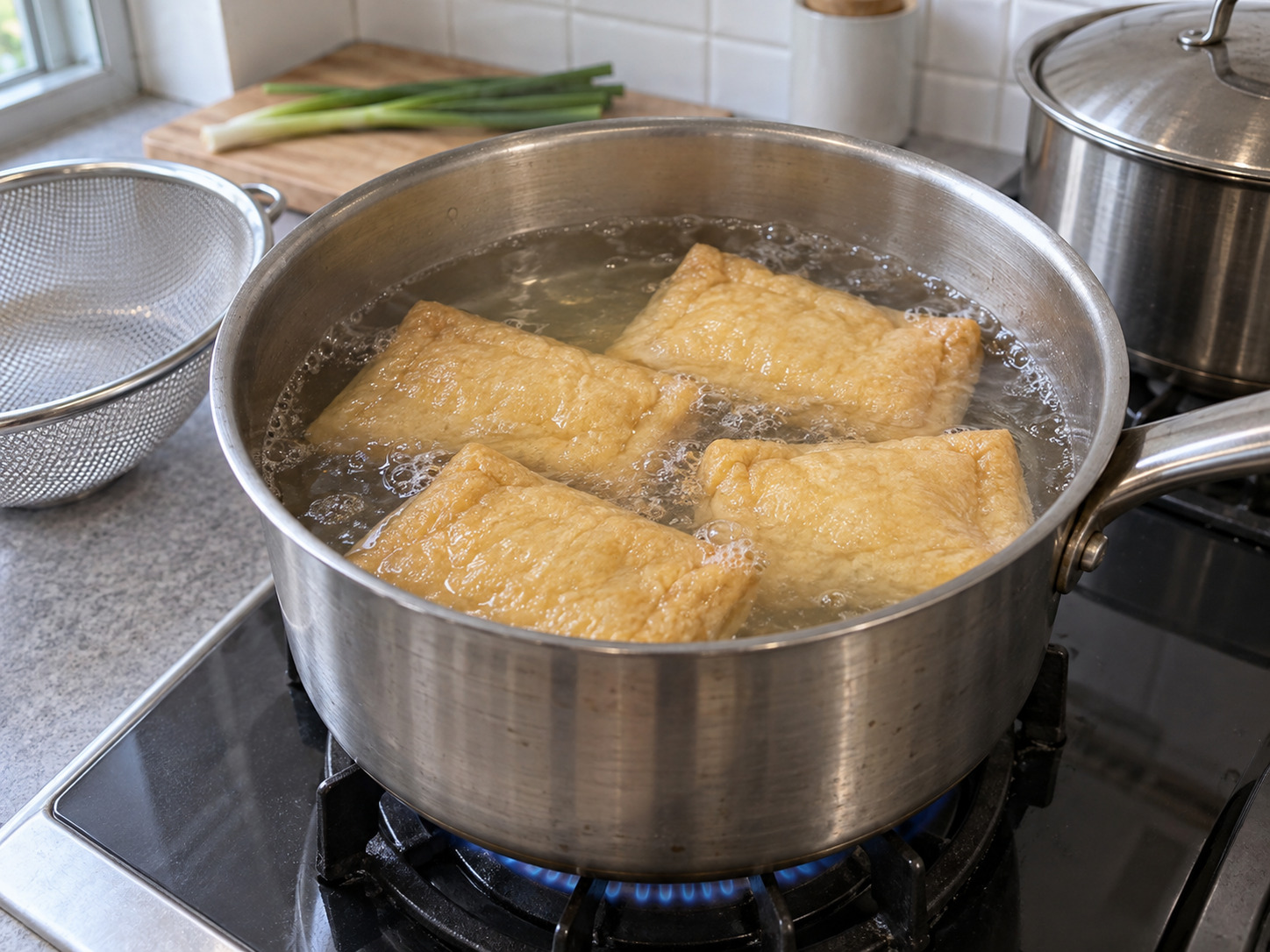 Udon Kitsune Jepang — Rebus singkat kulit tahu goreng