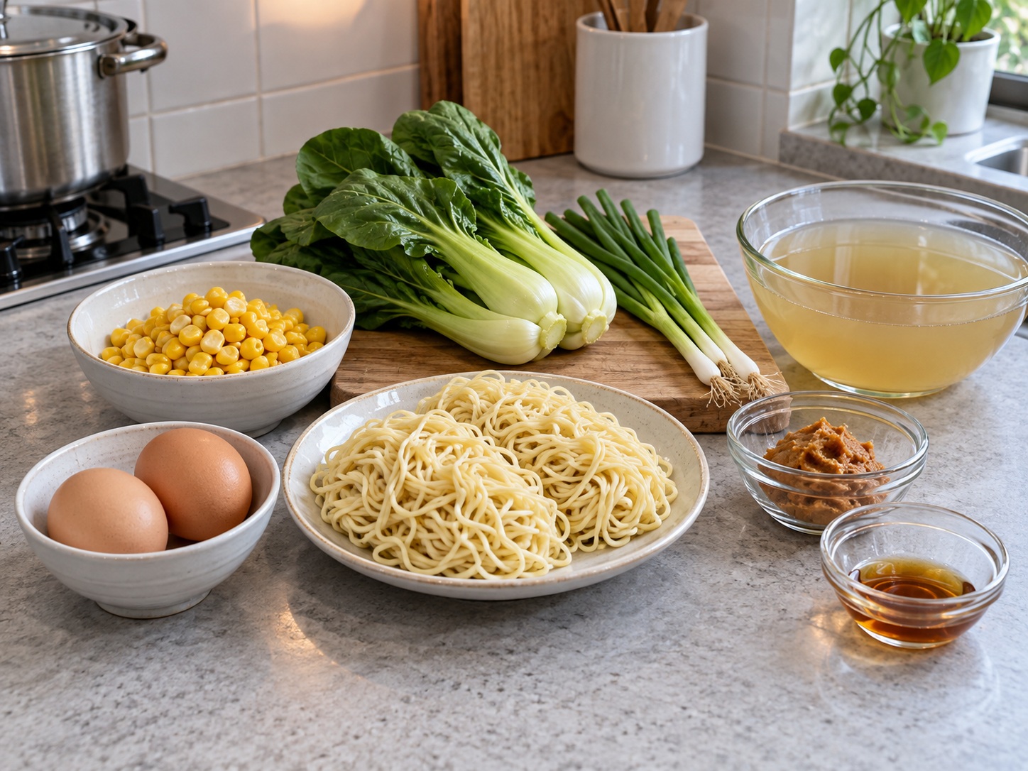 Japanese Miso Ramen with Corn and Egg — ingredients