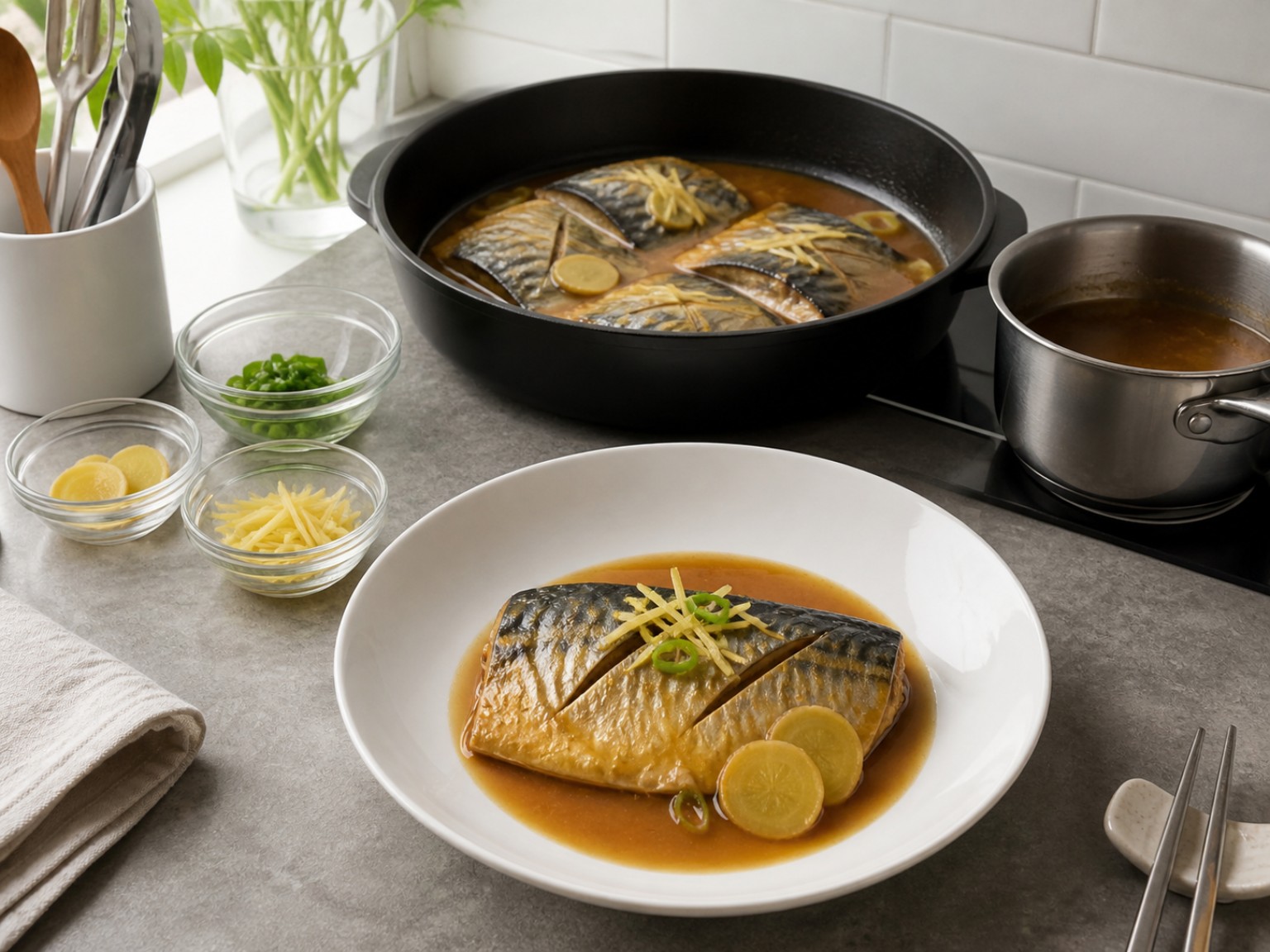 日式味噌煮鯖魚完成圖|Japanese Miso-Simmered Mackerel