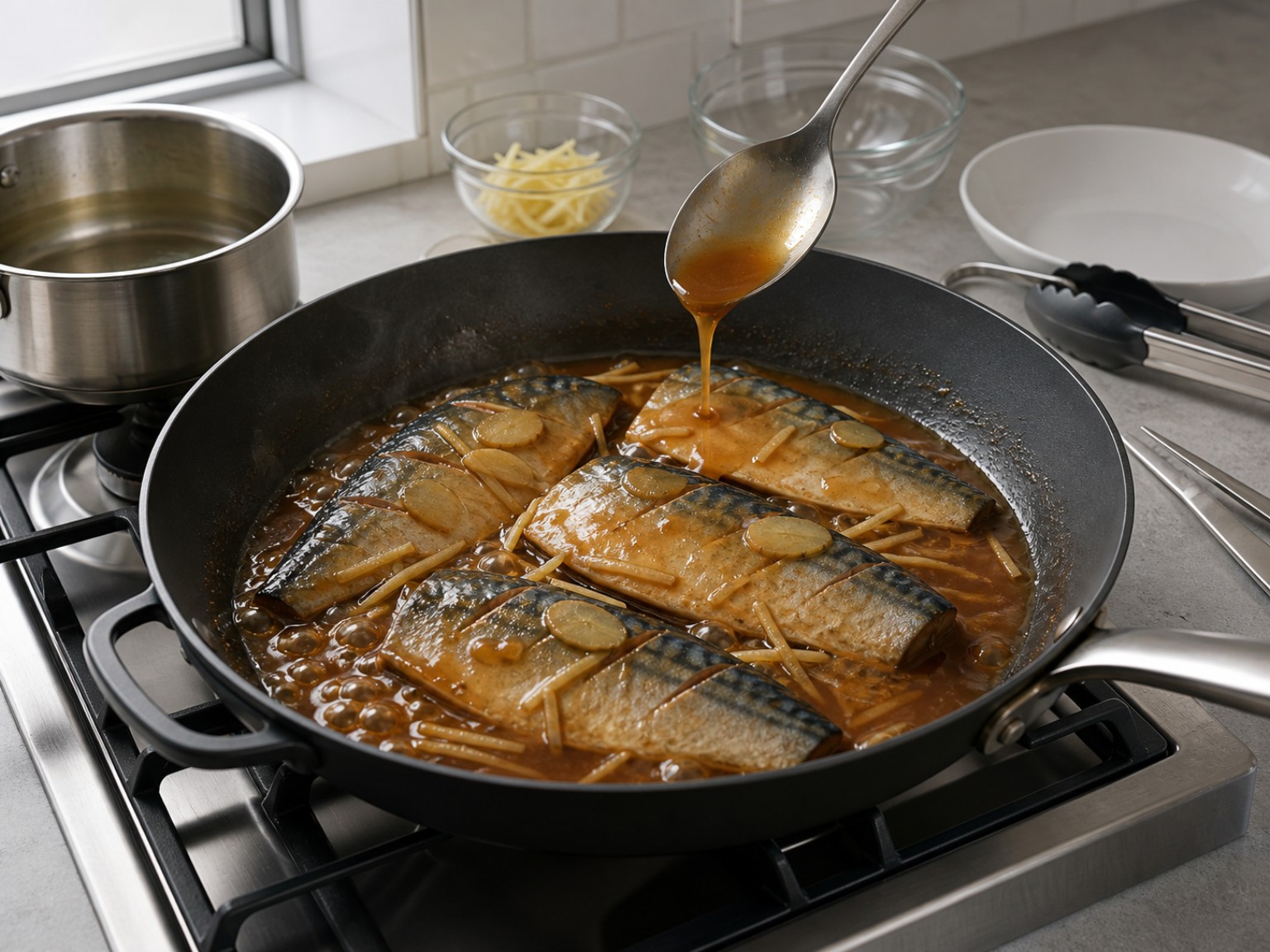 日式味噌煮鯖魚:步驟 9