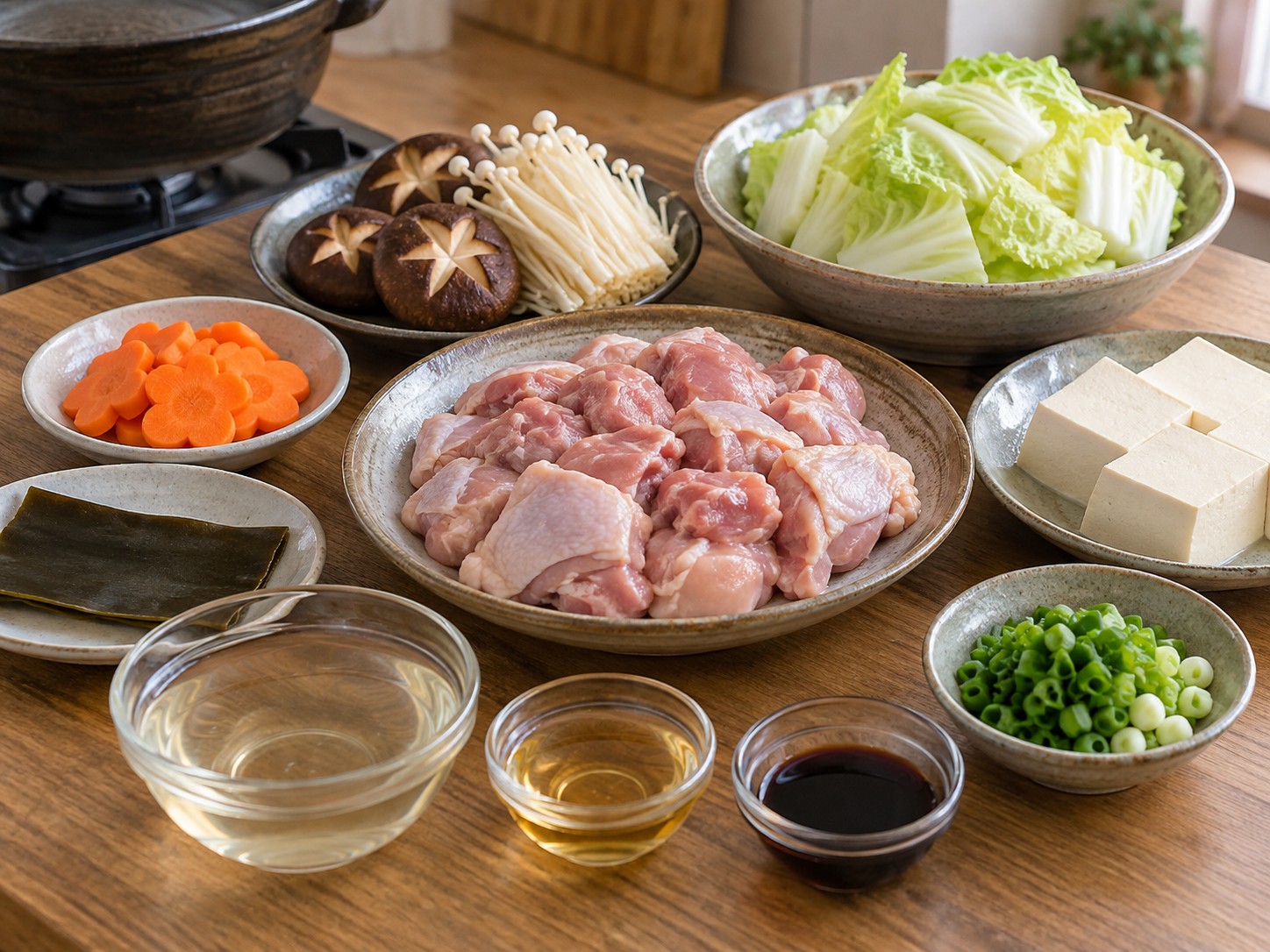 日式水炊雞肉鍋 — 材料