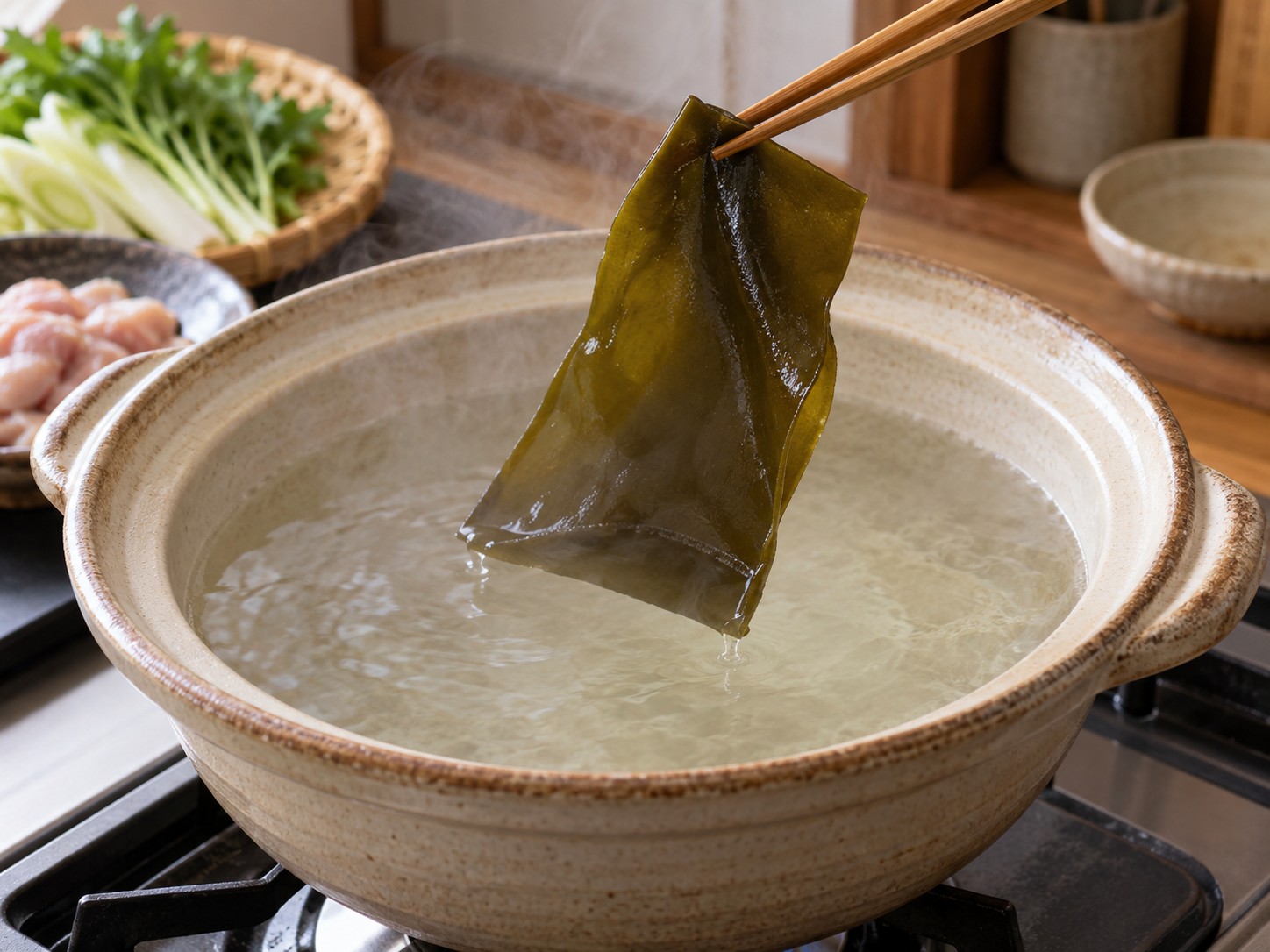 日式水炊雞肉鍋 — 煮昆布湯