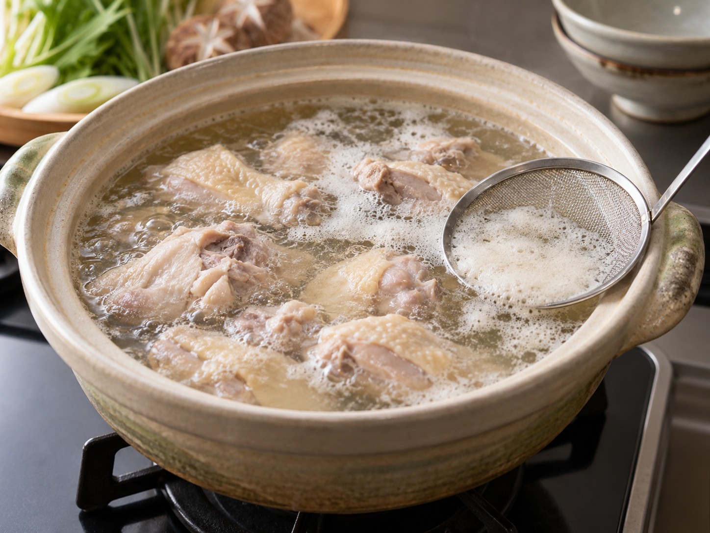 日式水炊雞肉鍋 — 先煮雞肉