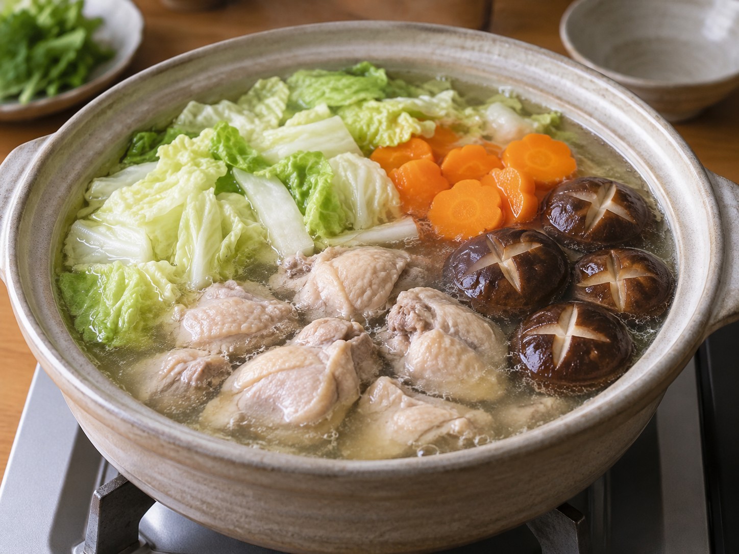 日式水炊雞肉鍋 — 加入硬料