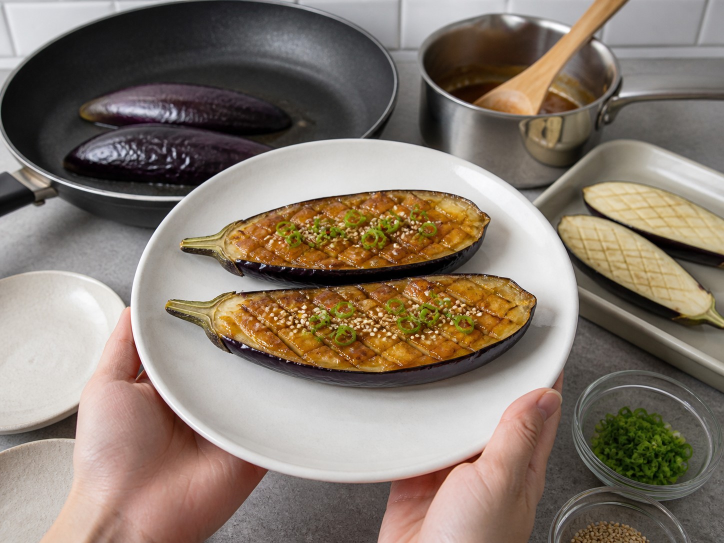 日式味噌燒茄子完成圖|Japanese Nasu Dengaku Miso Eggplant