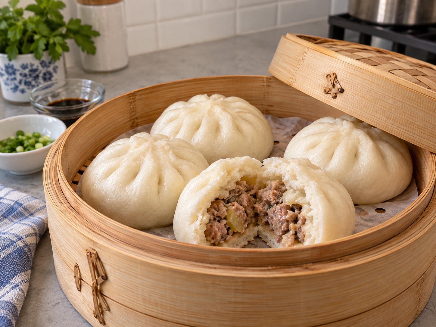 Japanese Nikuman Pork Buns — natapos na ulam