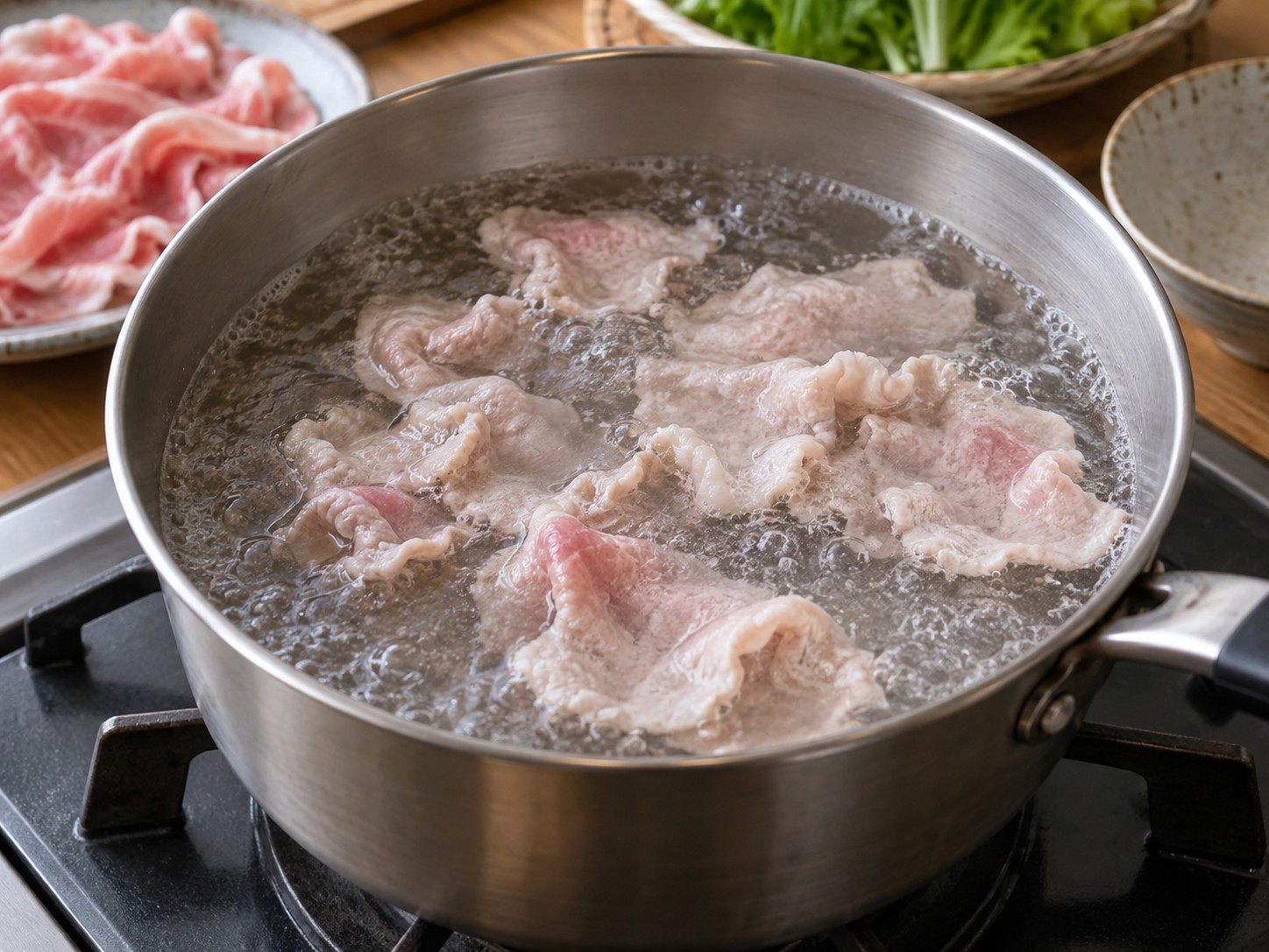日式冷涮豬肉芝麻沙律 — 逐片汆豬肉