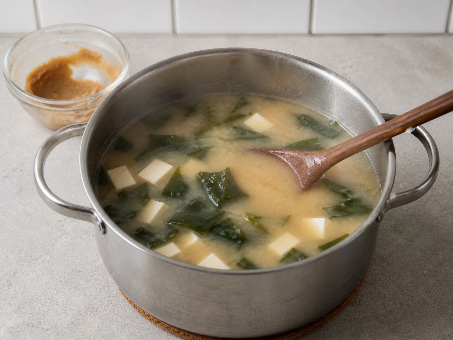 Sup Miso Tahu dan Wakame ala Jepang: Masukkan miso