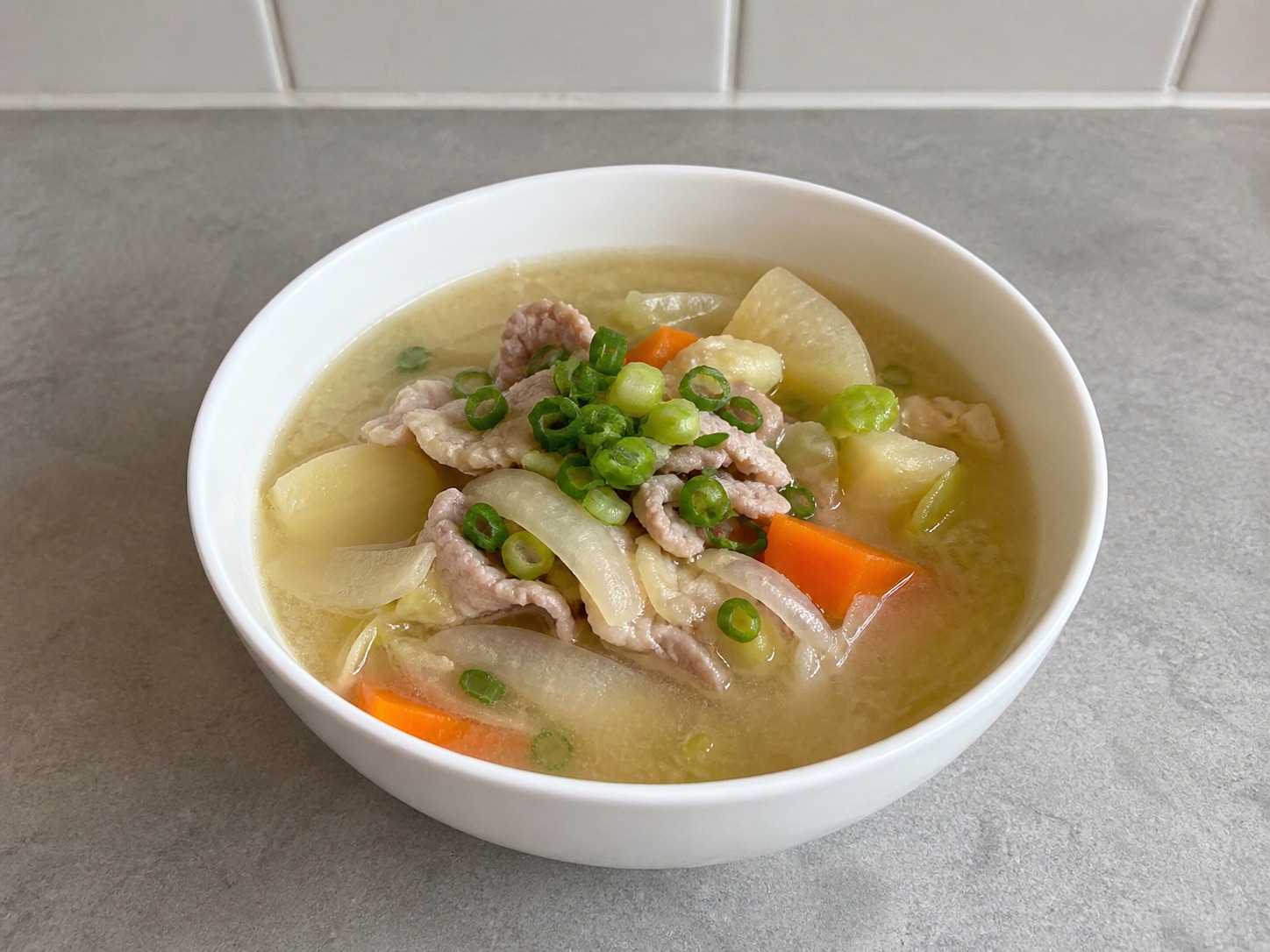 Japanese Pork and Vegetable Miso Soup — finished dish
