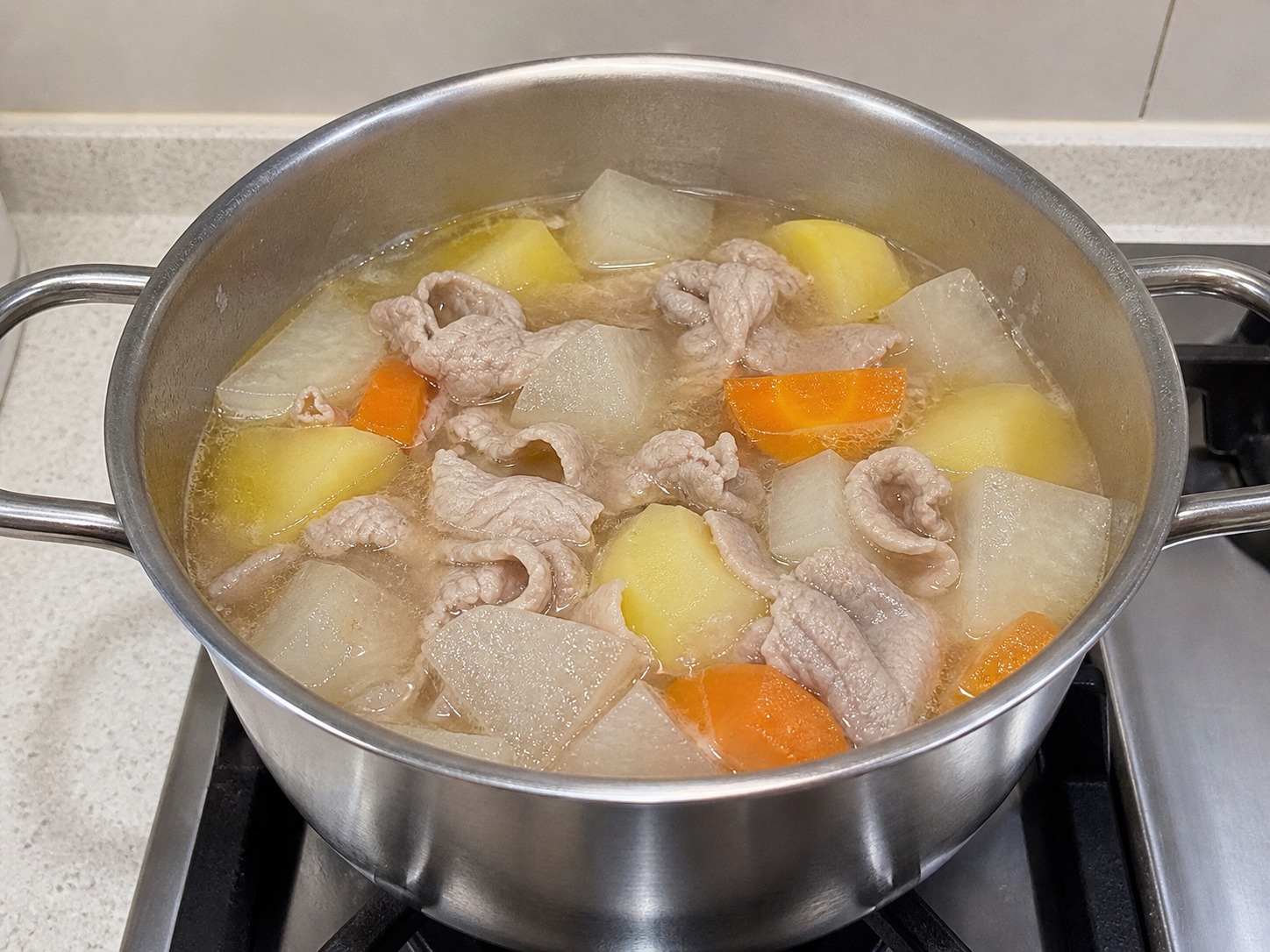 Japanese Pork and Vegetable Miso Soup — Simmer roots
