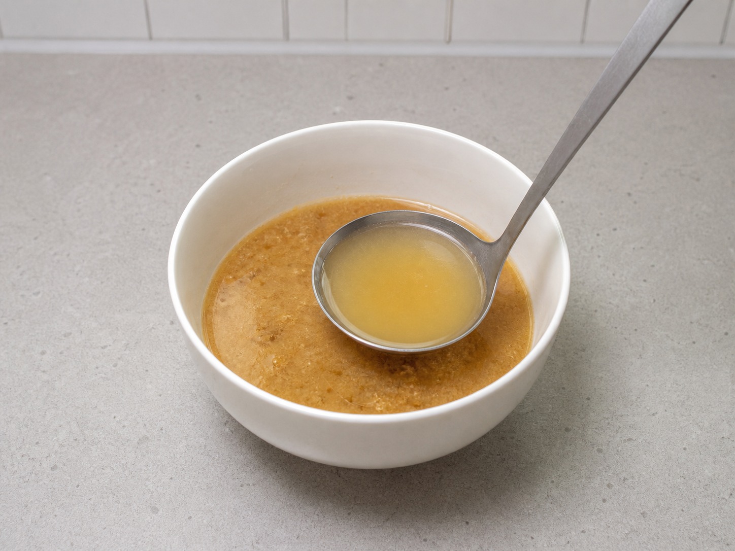 Japanese Pork and Vegetable Miso Soup — Dissolve miso