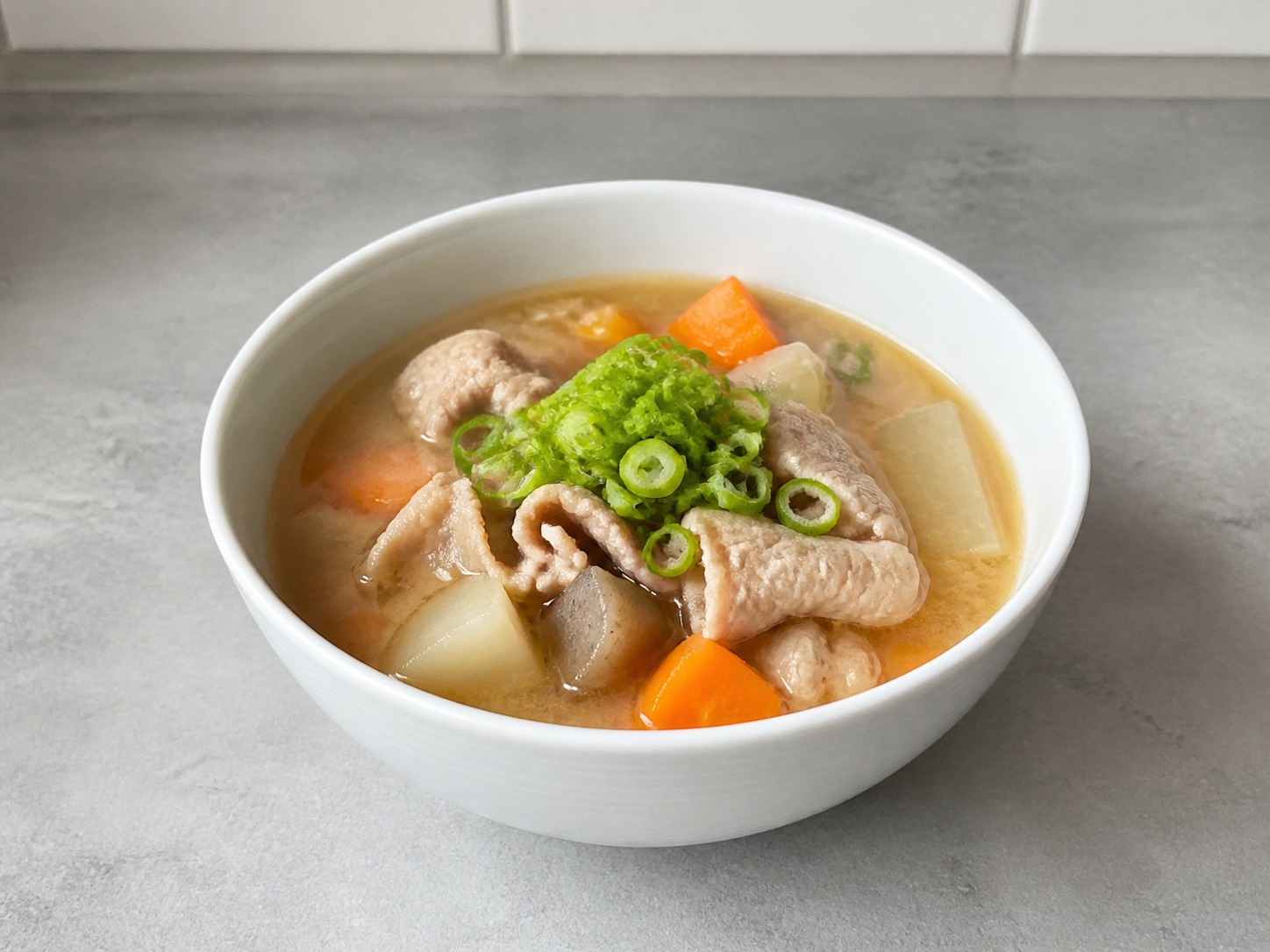 Japanese Pork and Vegetable Miso Soup — Serve