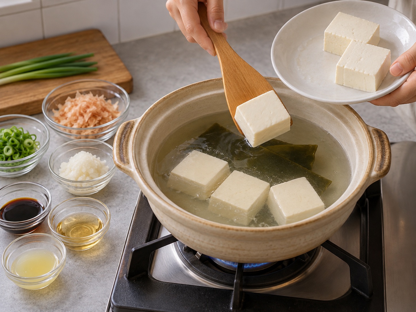 日式湯豆腐 — 放入豆腐
