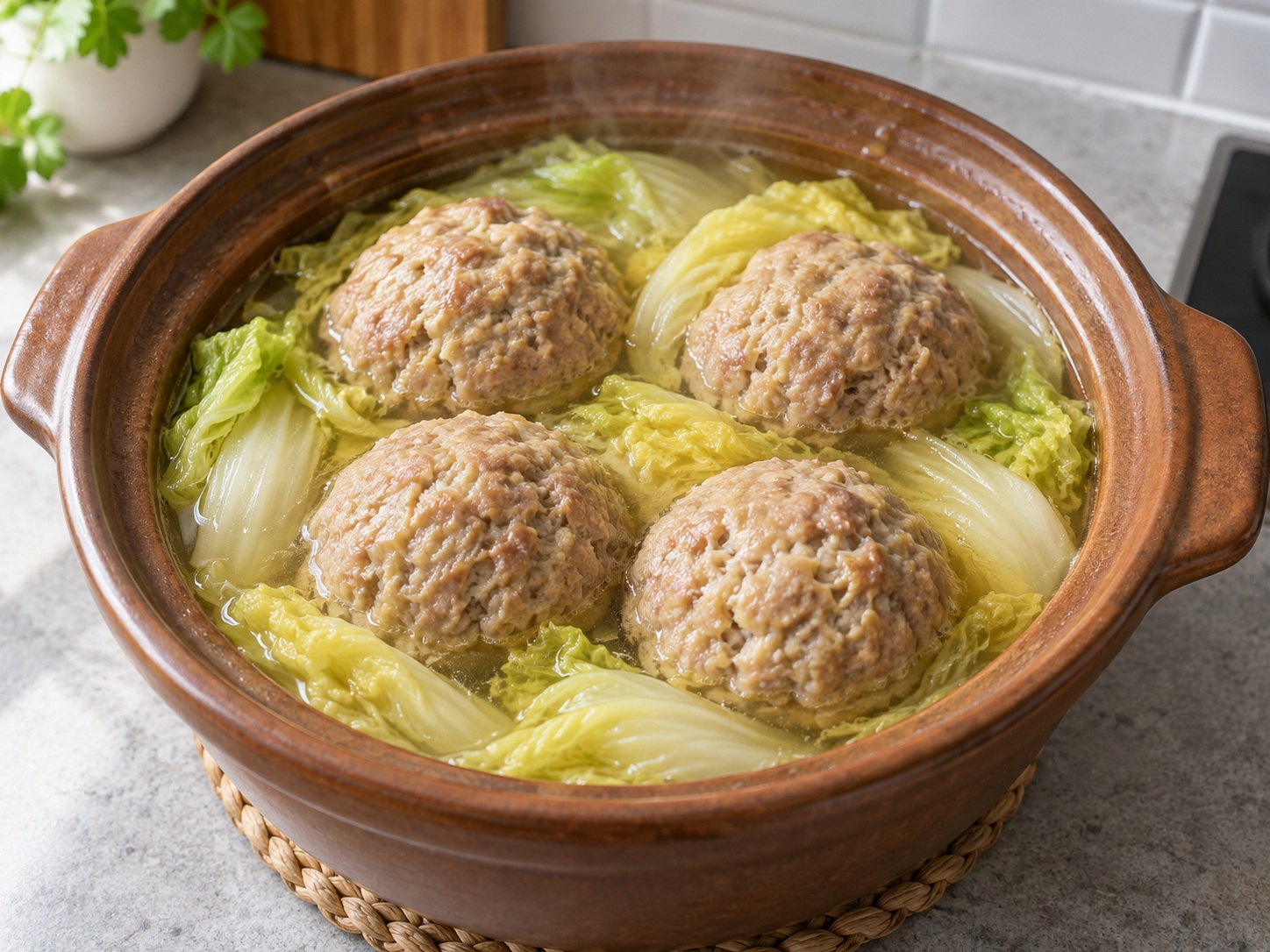 Bakso Kepala Singa Jiangsu — hidangan selesai