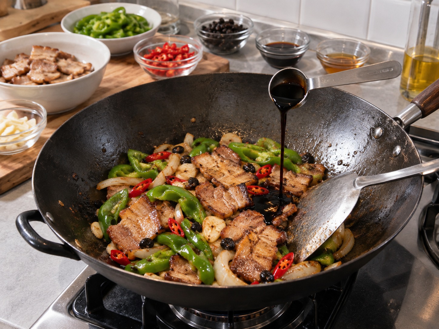 江西小炒肉 — 回拌豬肉並加老抽