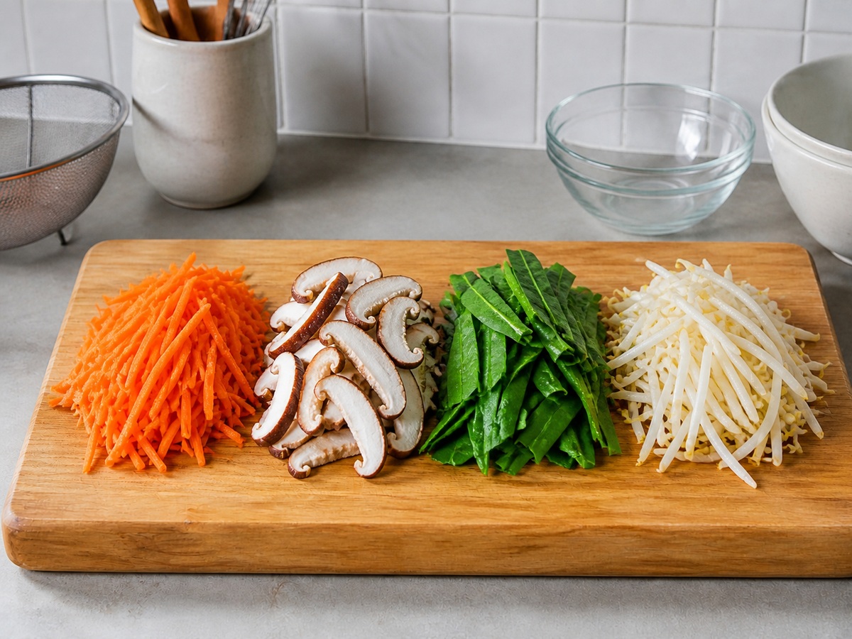 Korean Bibimbap: Ihanda ang gulay