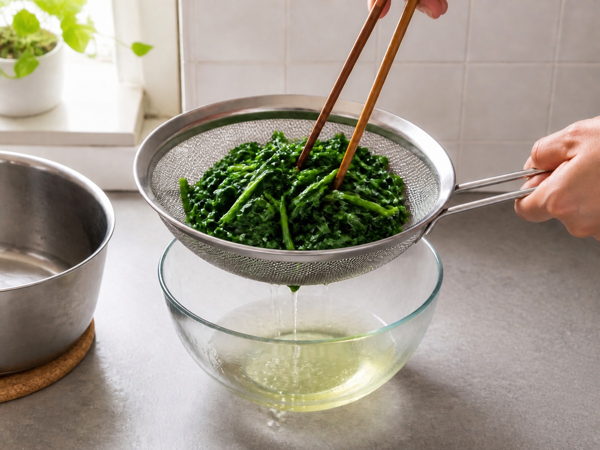 Korean Bibimbap: I-blanch ang spinach