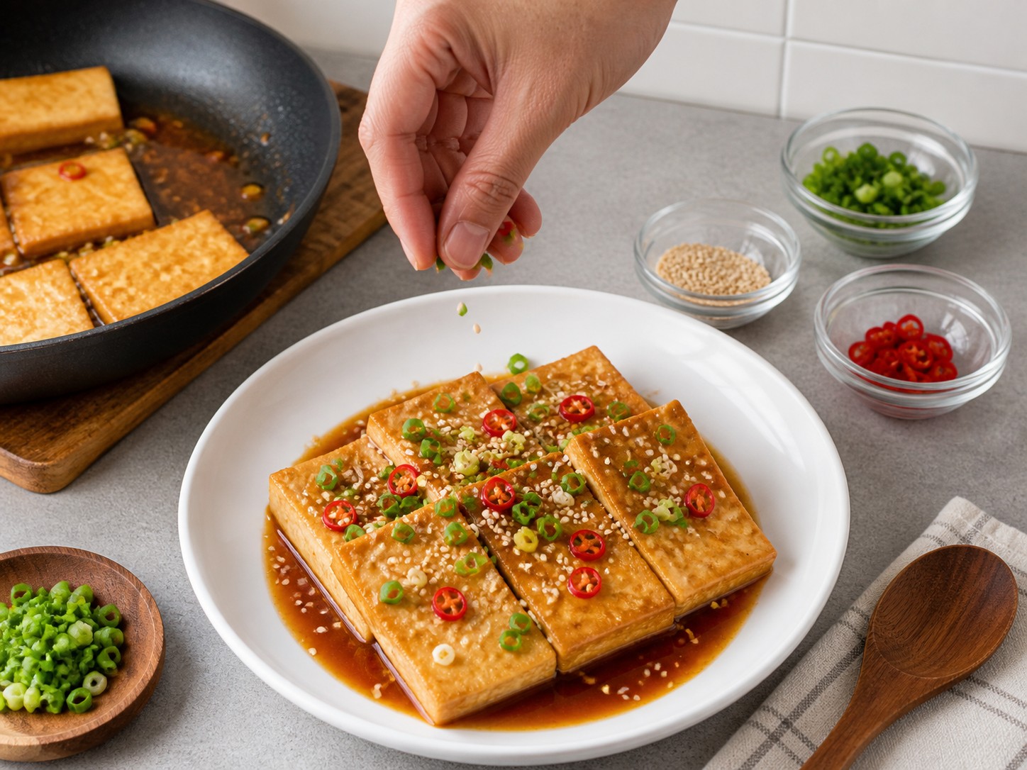 韓式辣燴豆腐：完成上碟