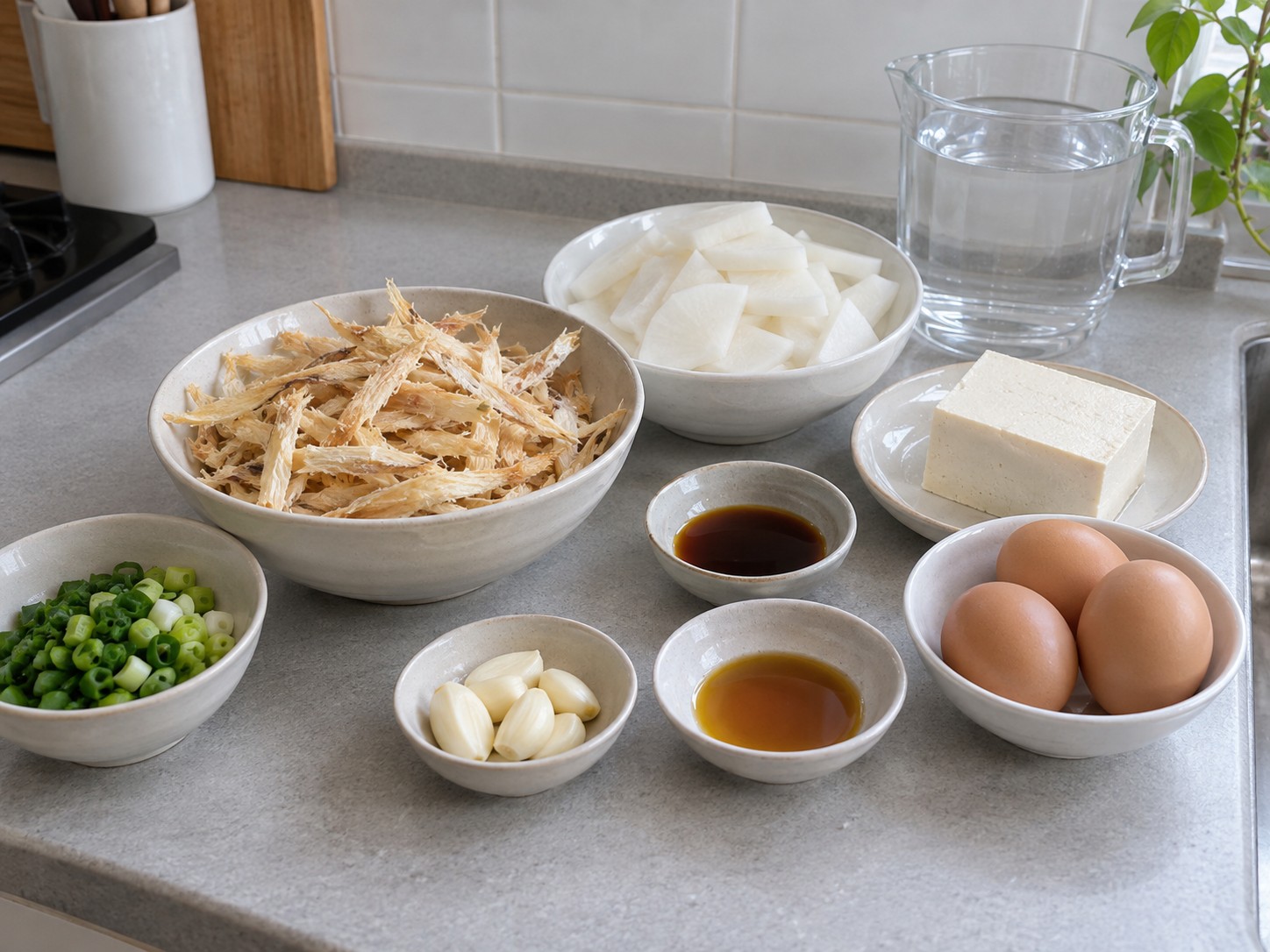 Korean Dried Pollock and Radish Soup — ingredients