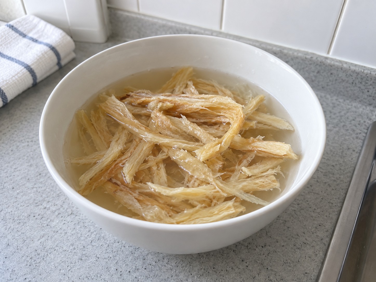 Korean Dried Pollock and Radish Soup — Soak pollock