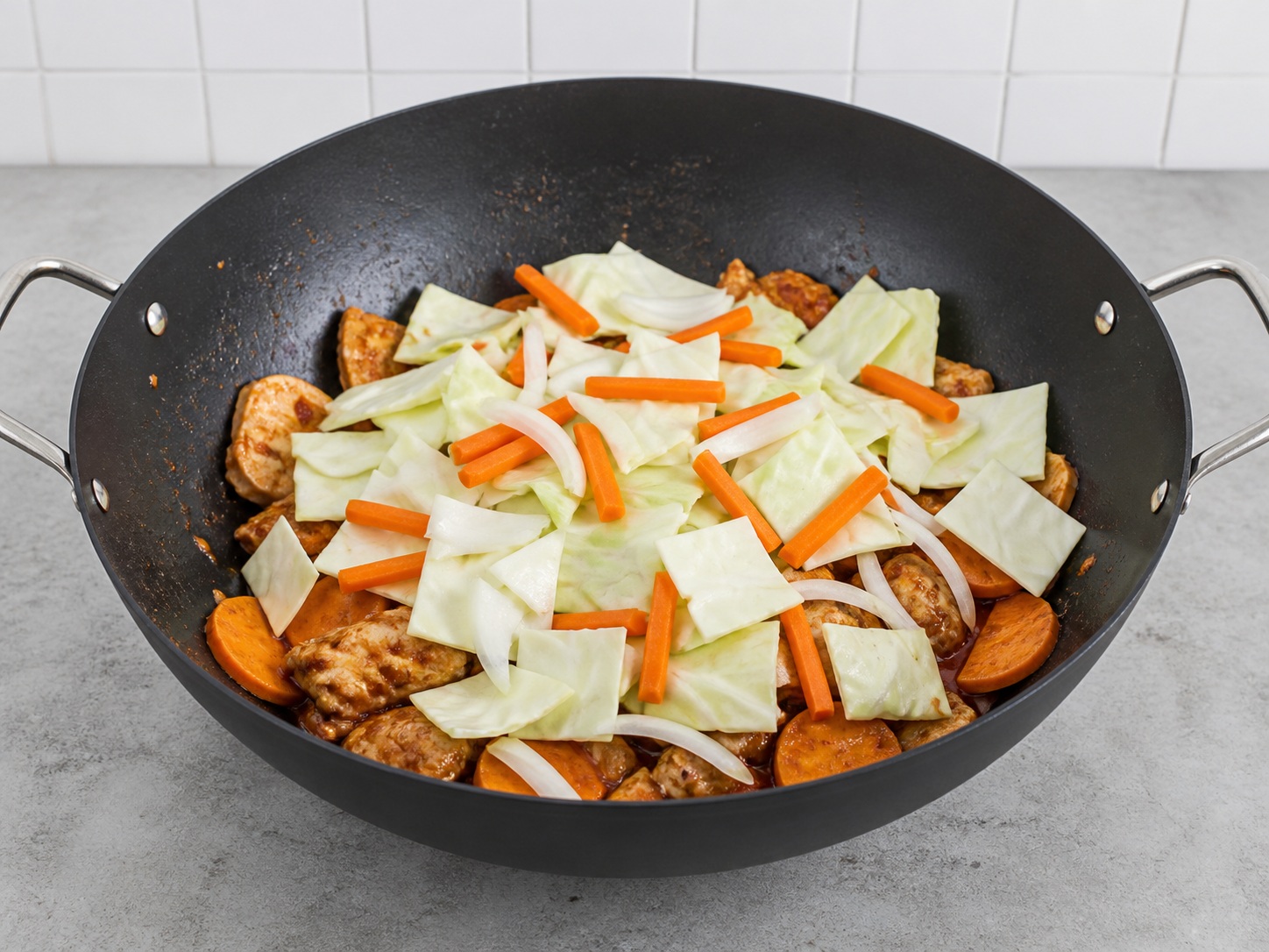 Korean Spicy Stir-Fried Chicken — Add vegetables
