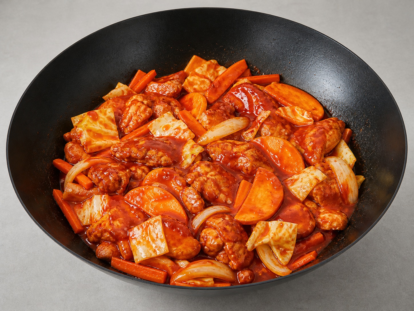 Korean Spicy Stir-Fried Chicken — Add remaining sauce