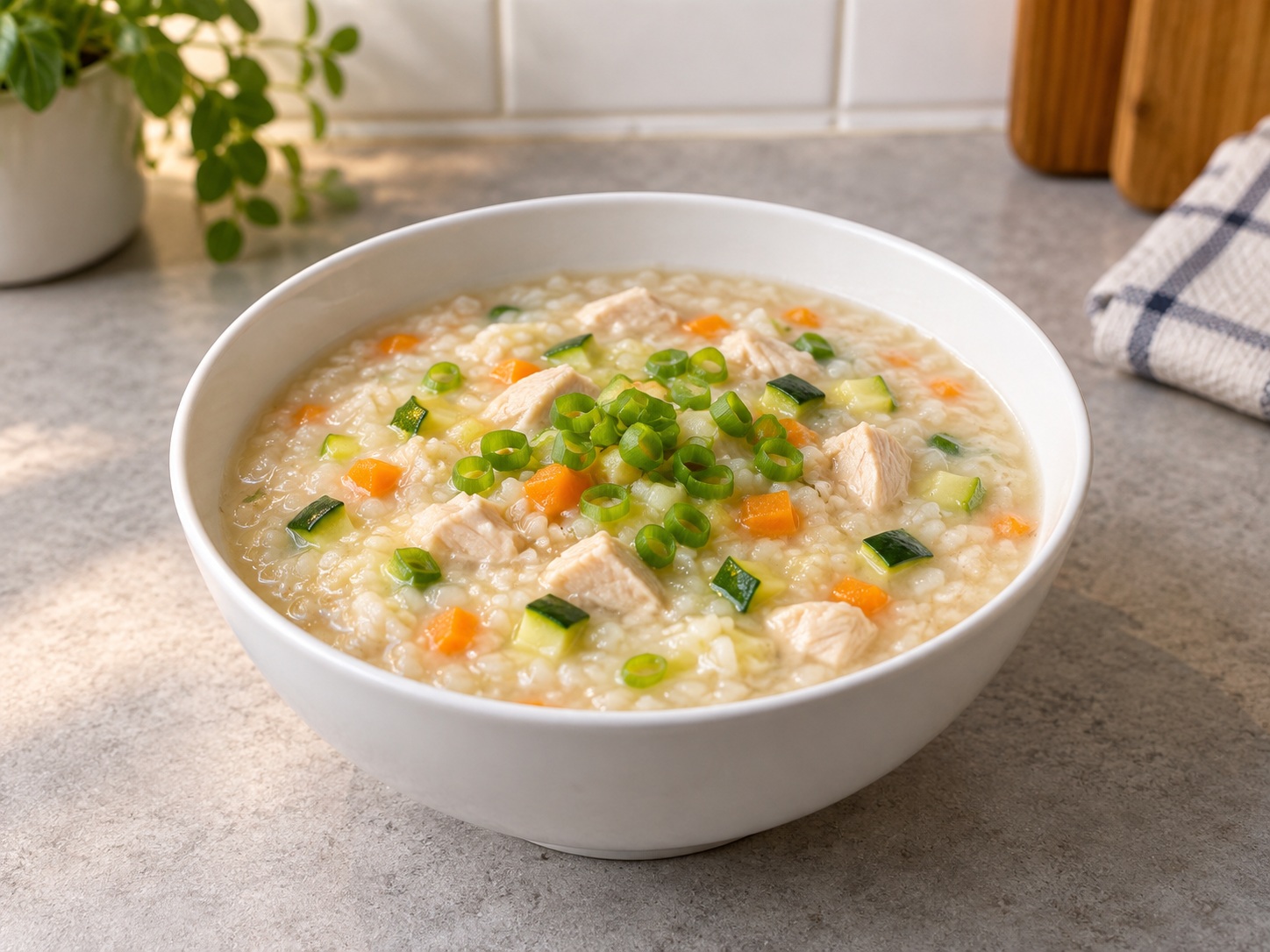 Dakjuk Ayam Korea — hidangan selesai