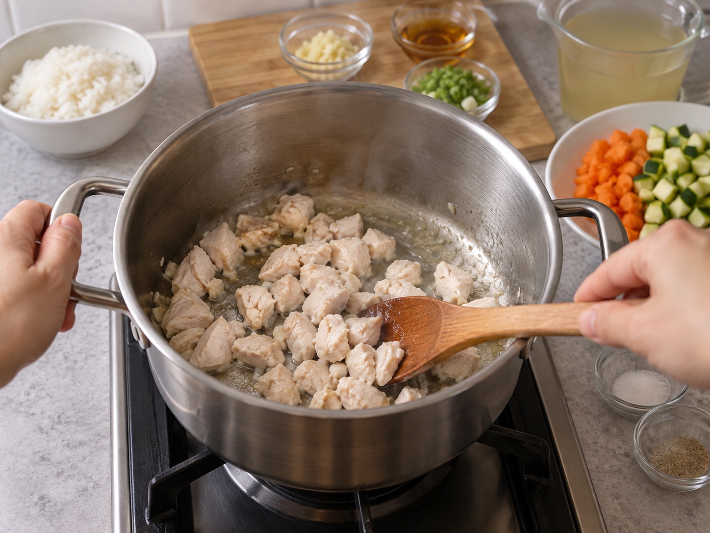 Korean Chicken Dakjuk — Separate chicken
