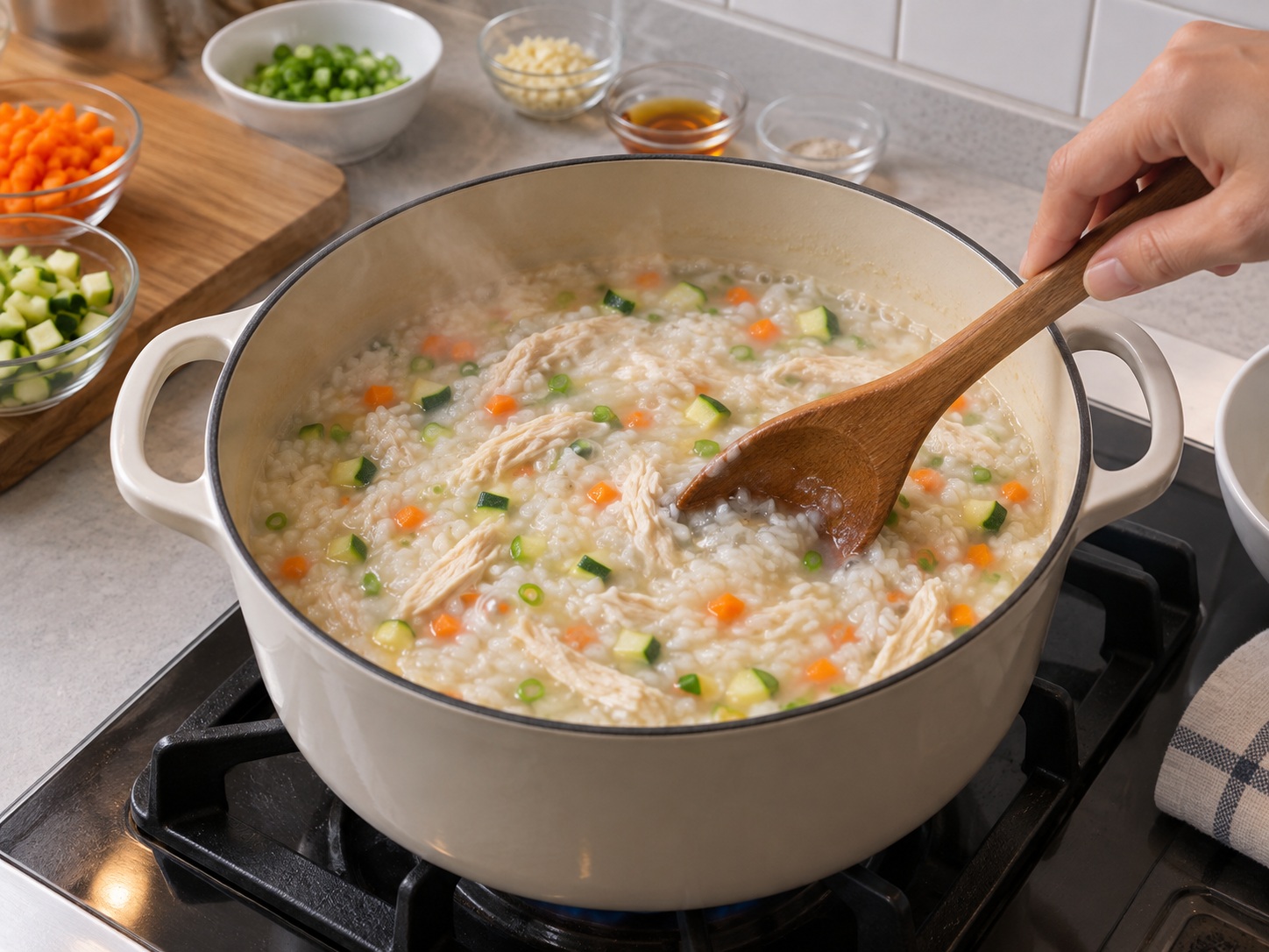 Korean Chicken Dakjuk — Simmer soft