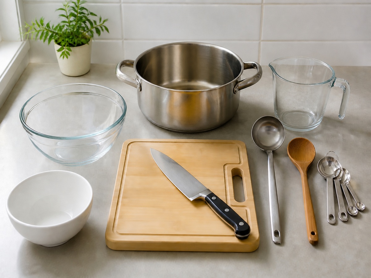 Sup Pasta Kedelai Korea dengan Tahu dan Sayuran required home-kitchen tools