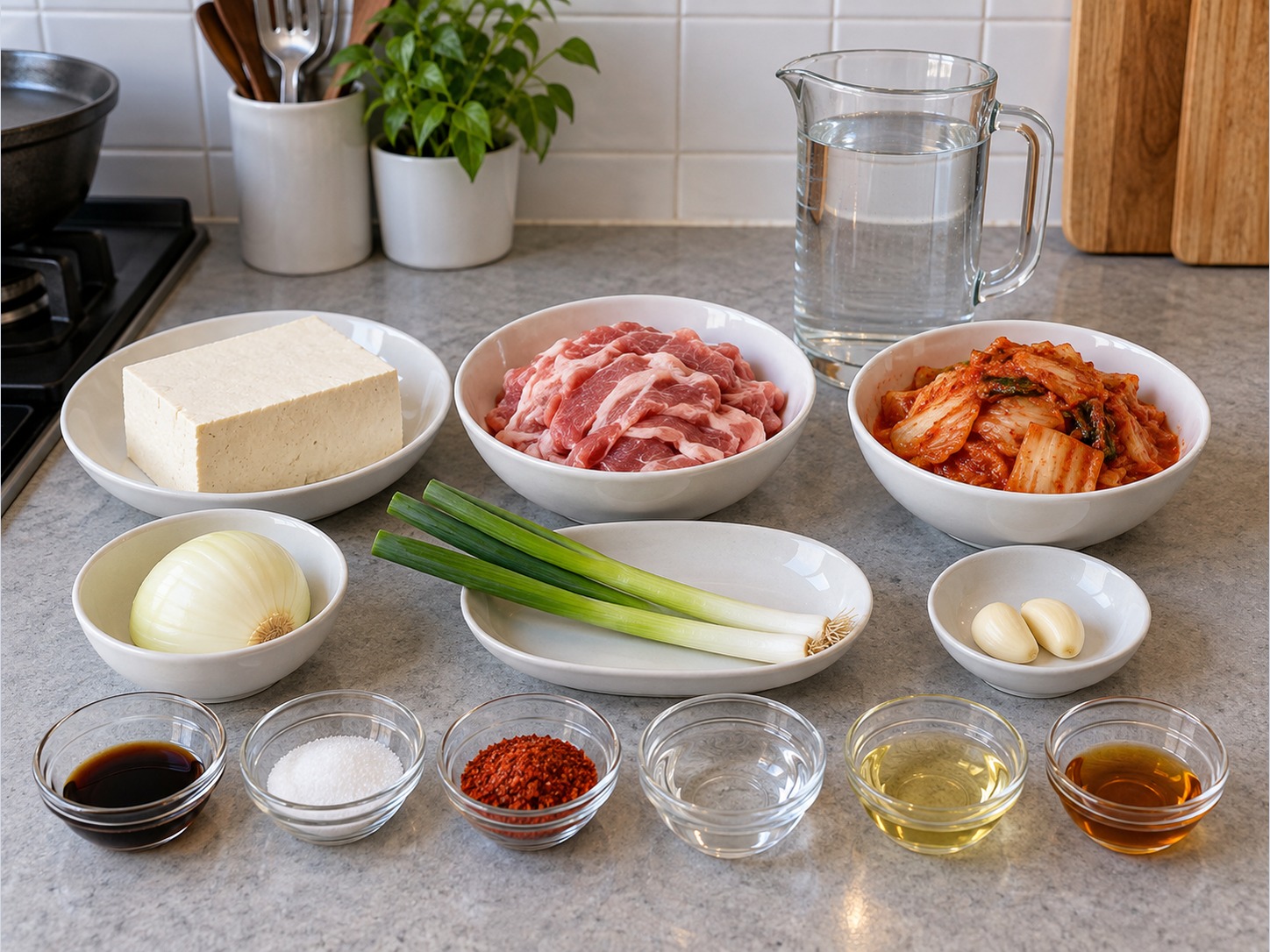 韓式泡菜豬肉拌豆腐 — 材料