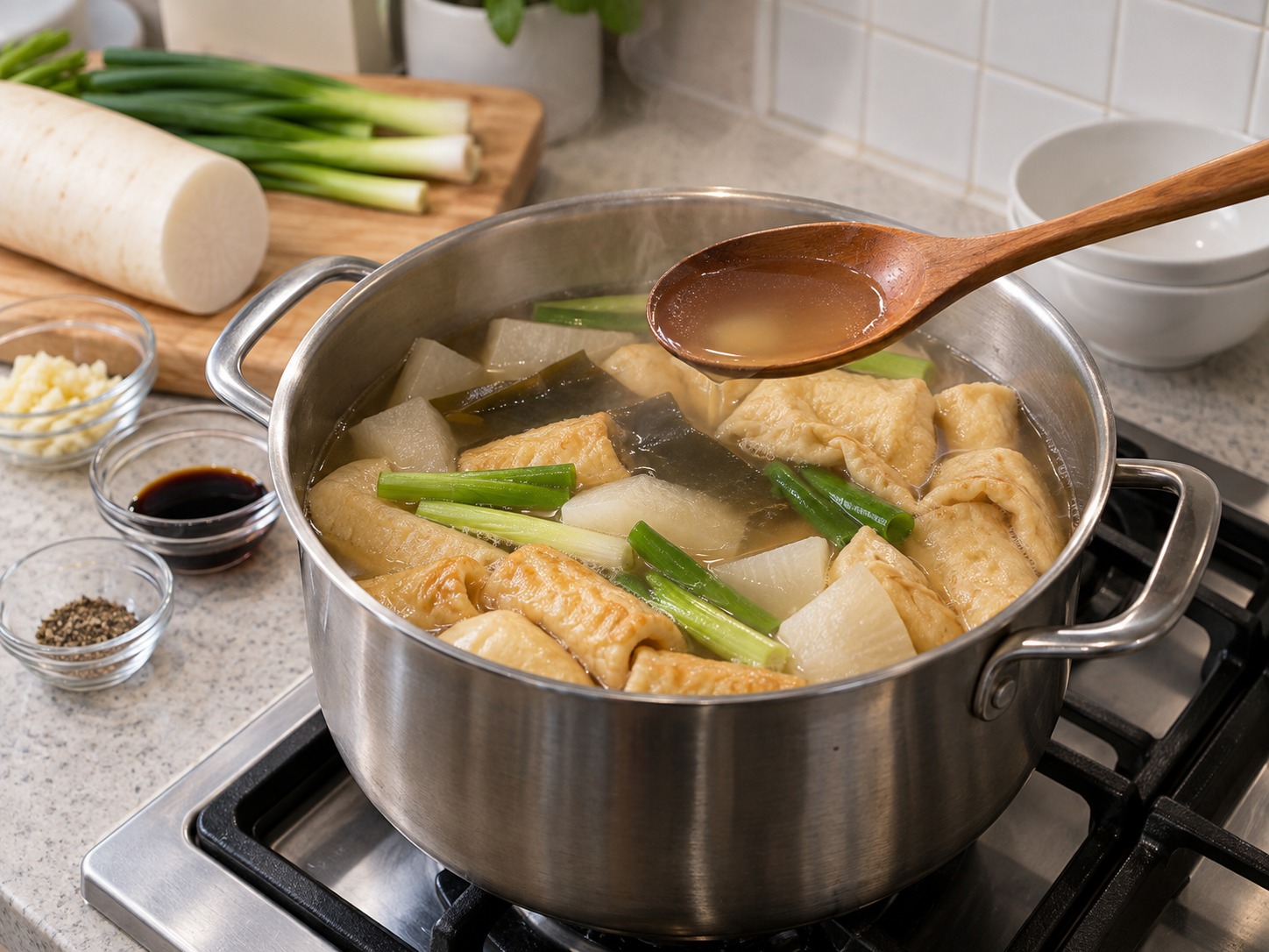 韓式魚餅湯 — 試味，湯底應清甜而不過鹹