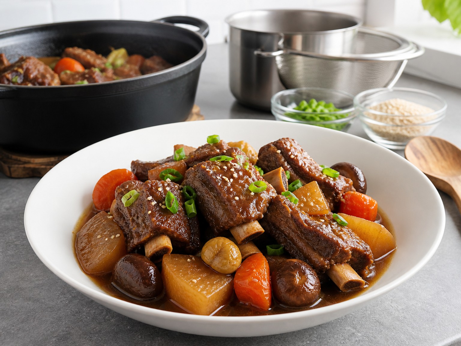 韓式炆牛肋骨完成圖｜Korean Galbi Jjim Braised Short Ribs