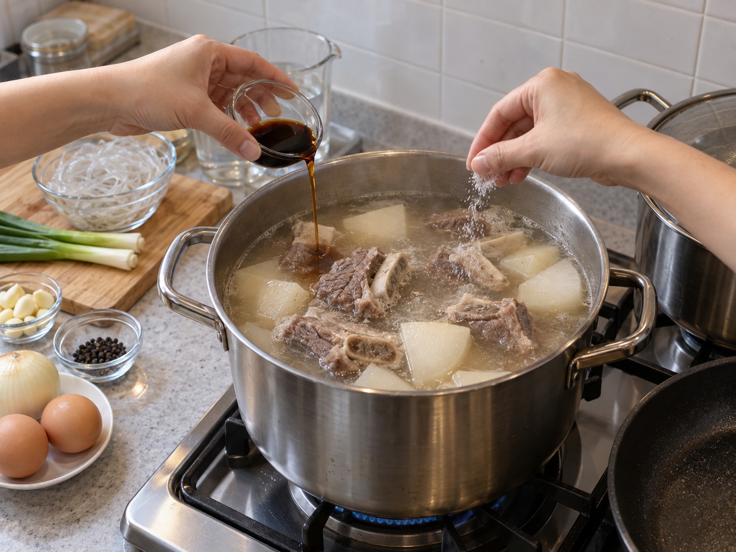 Korean na Sabaw ng Tadyang ng Baka — Timplahan ng soup soy at asin at lutuin sampung minuto