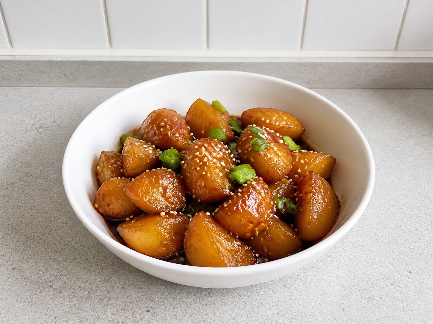 Korean Soy-Braised Potatoes — finished dish