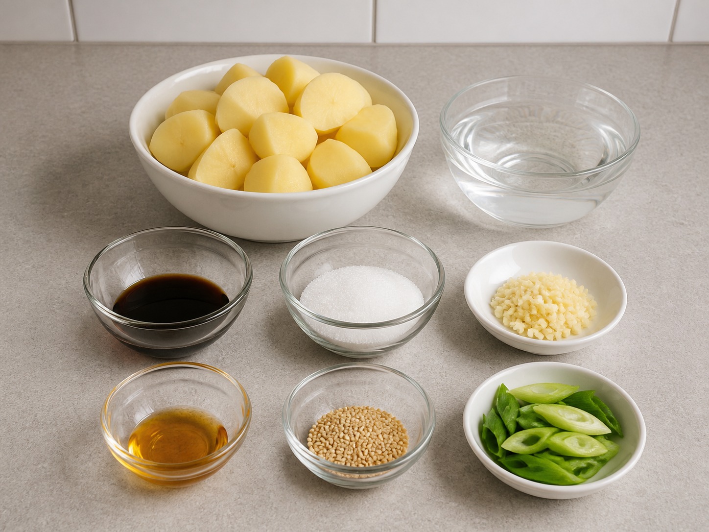 Korean Soy-Braised Potatoes — ingredients overview