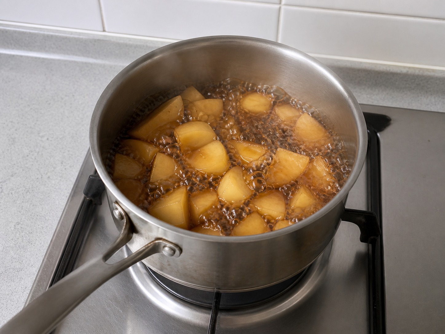 Korean Soy-Braised Potatoes — Bring to boil