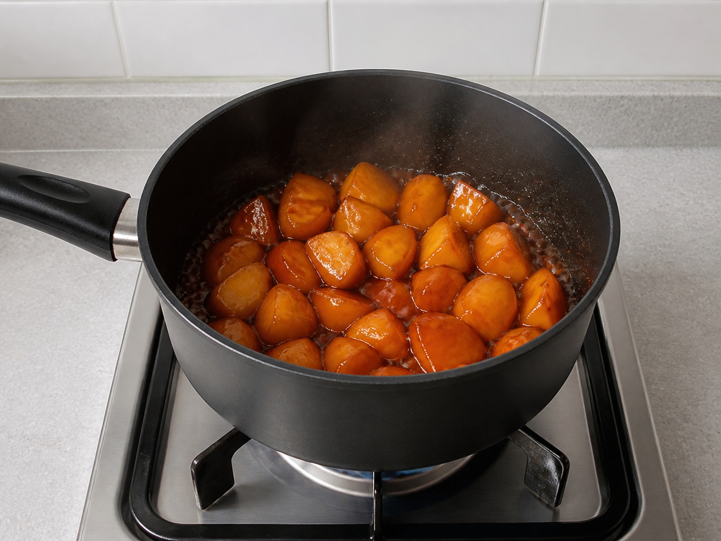 Korean Soy-Braised Potatoes — Reduce sauce