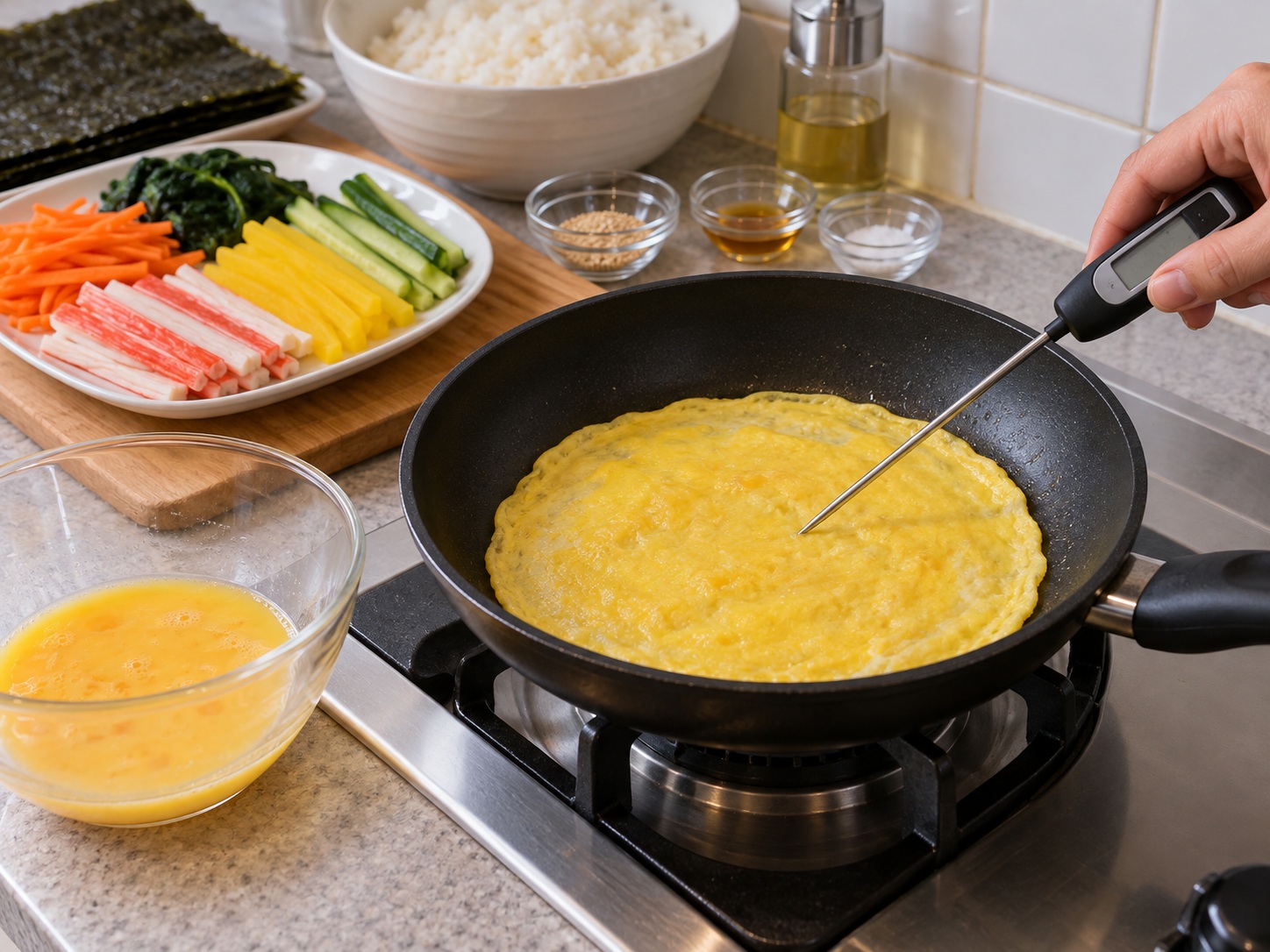 Korean Gimbap — Magluto ng manipis na omelette