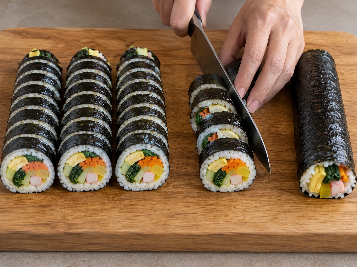 Korean Gimbap — Hiwain ang 5 natapos na roll