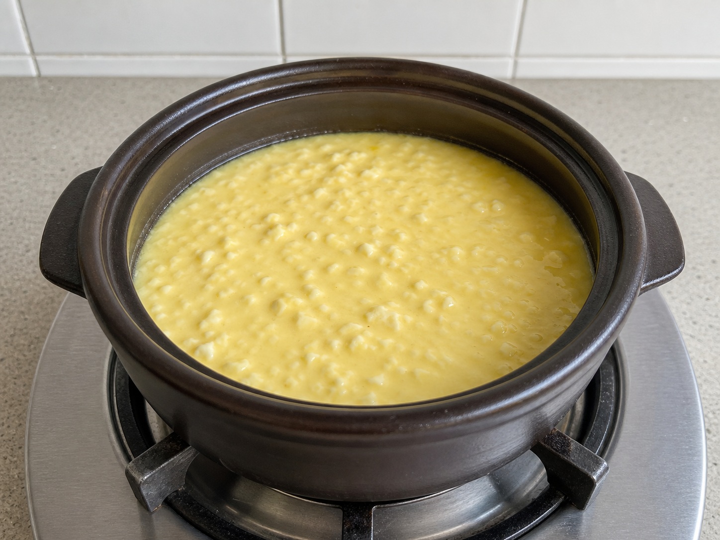 Korean Earthenware Steamed Egg — Form soft curds